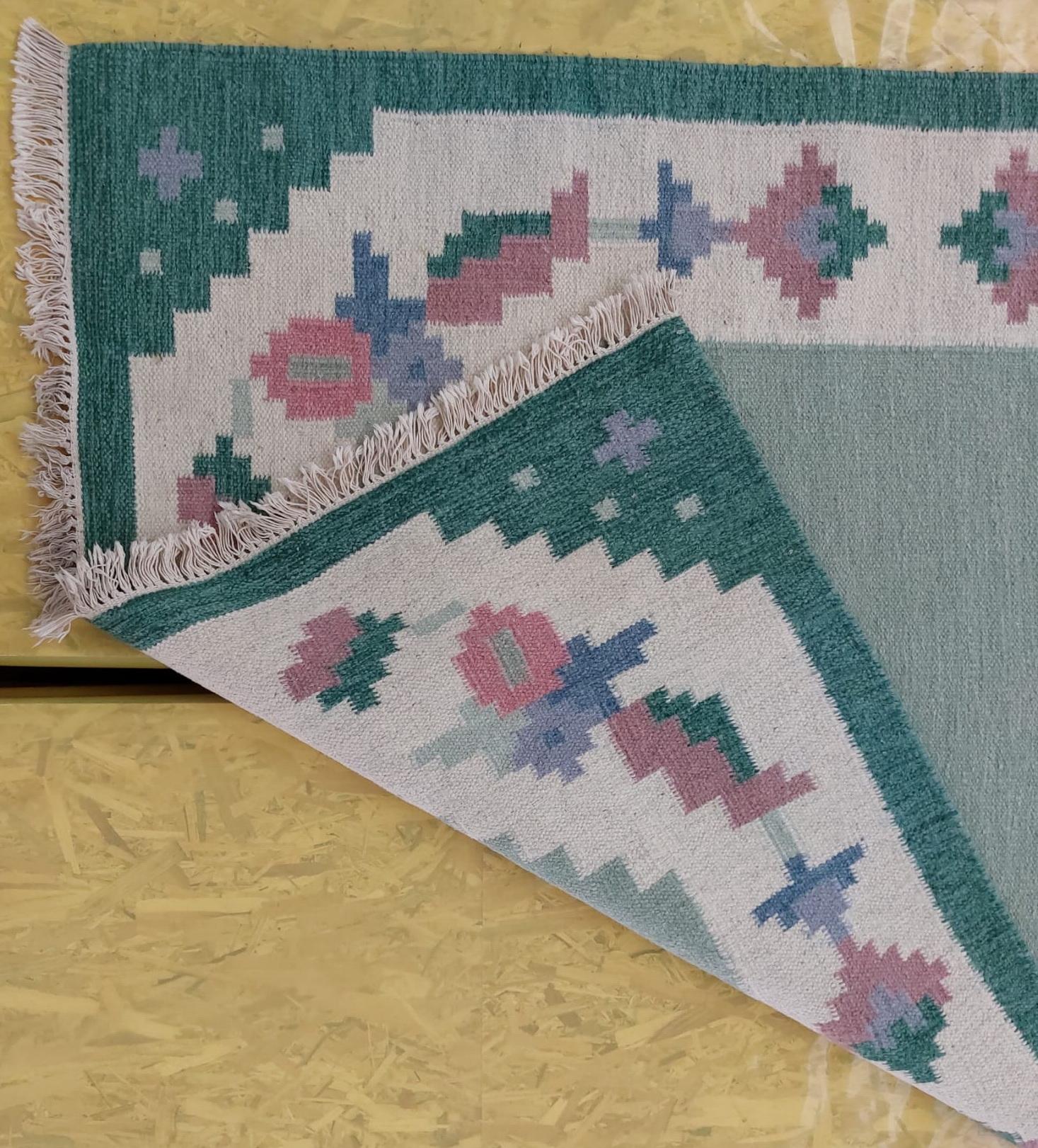 Genuine Vintage Scandinavian Flat Weaved Kilim Rug, 1950s For Sale 2