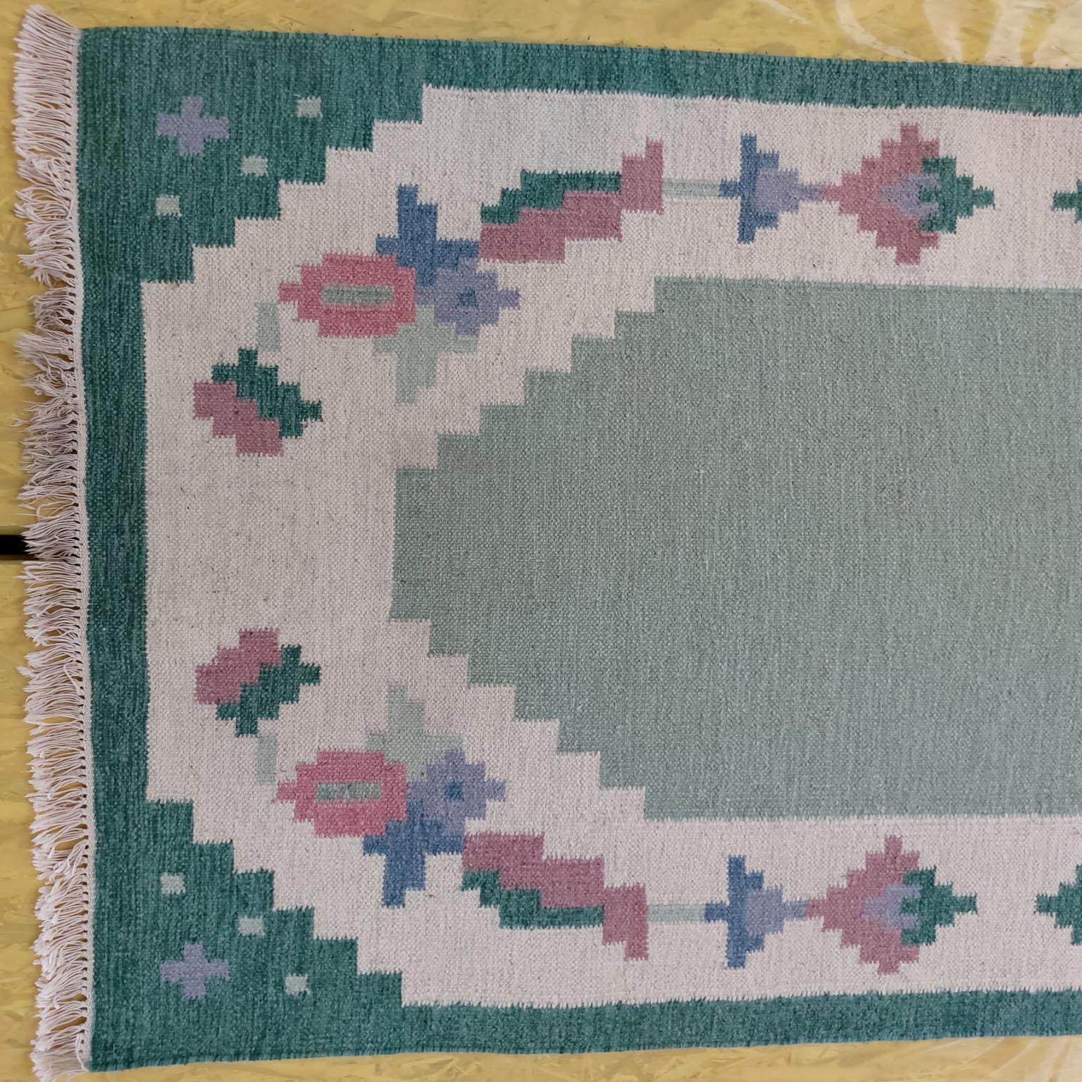 Swedish Genuine Vintage Scandinavian Flat Weaved Kilim Rug, 1950s For Sale