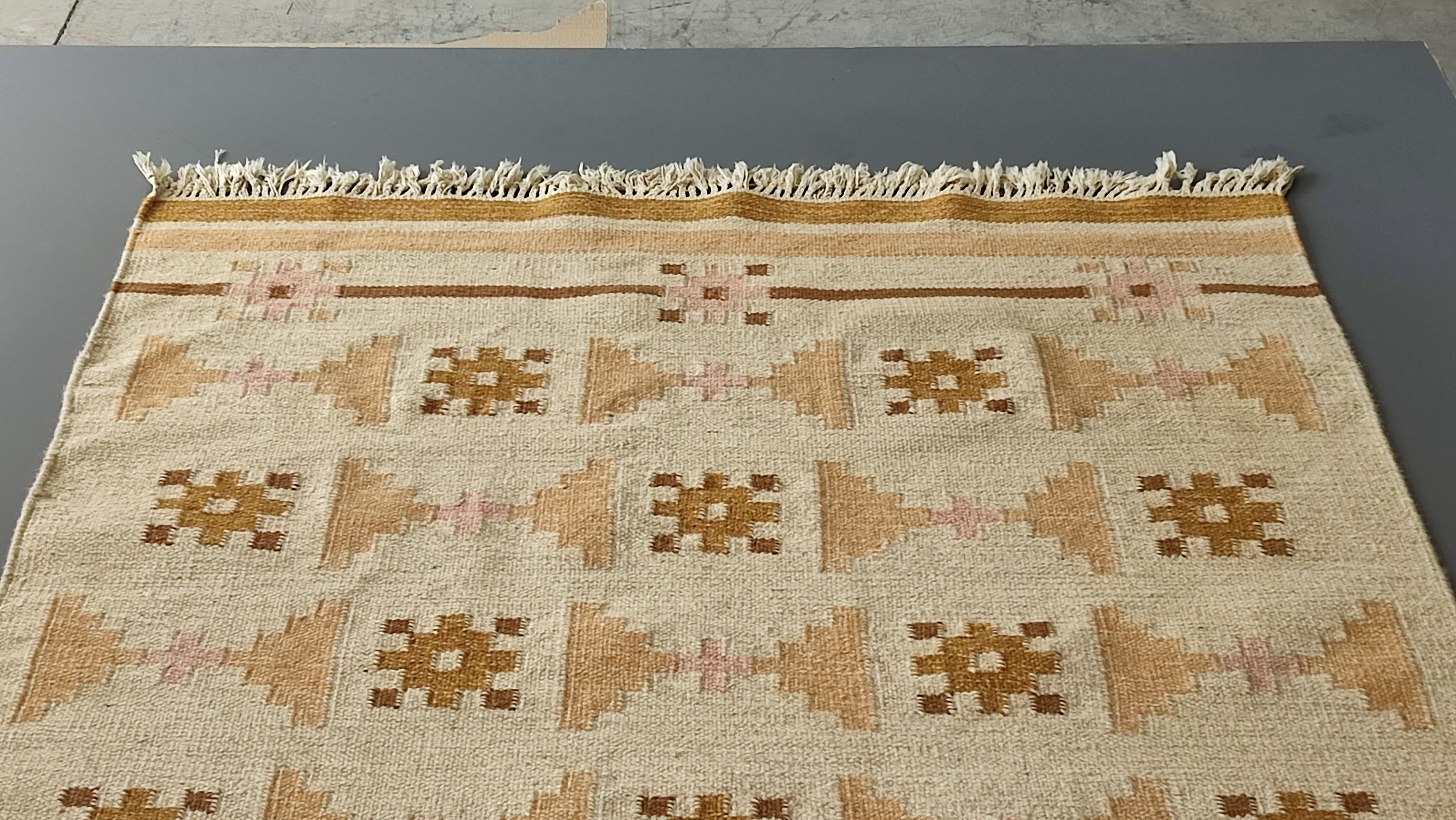 Genuine Vintage Scandinavian Flat Weaved Kilim Rug, 1950s In Good Condition In Bochum, NRW