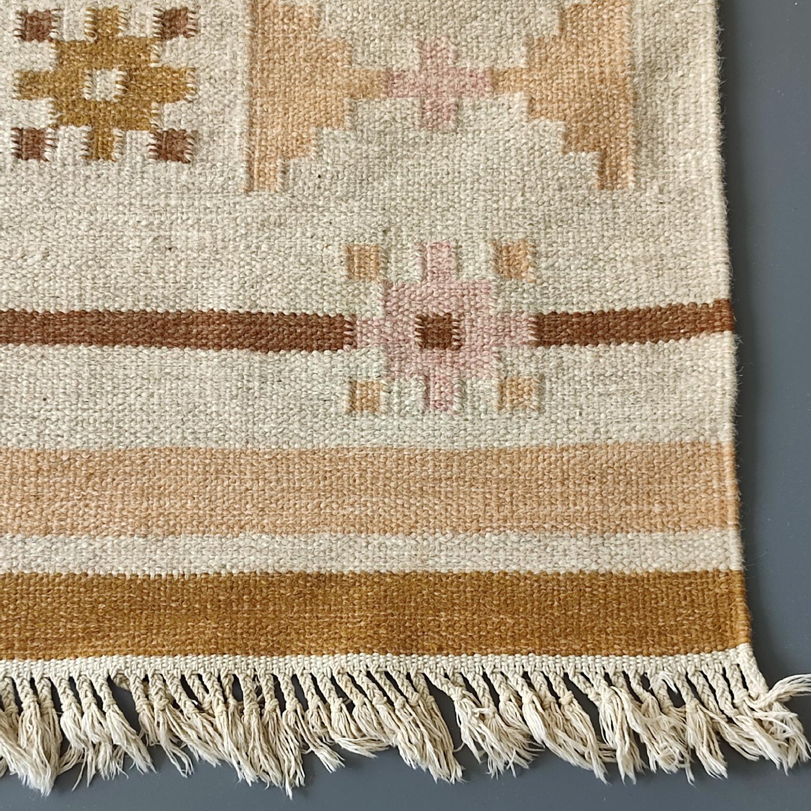 Mid-20th Century Genuine Vintage Scandinavian Flat Weaved Kilim Rug, 1950s