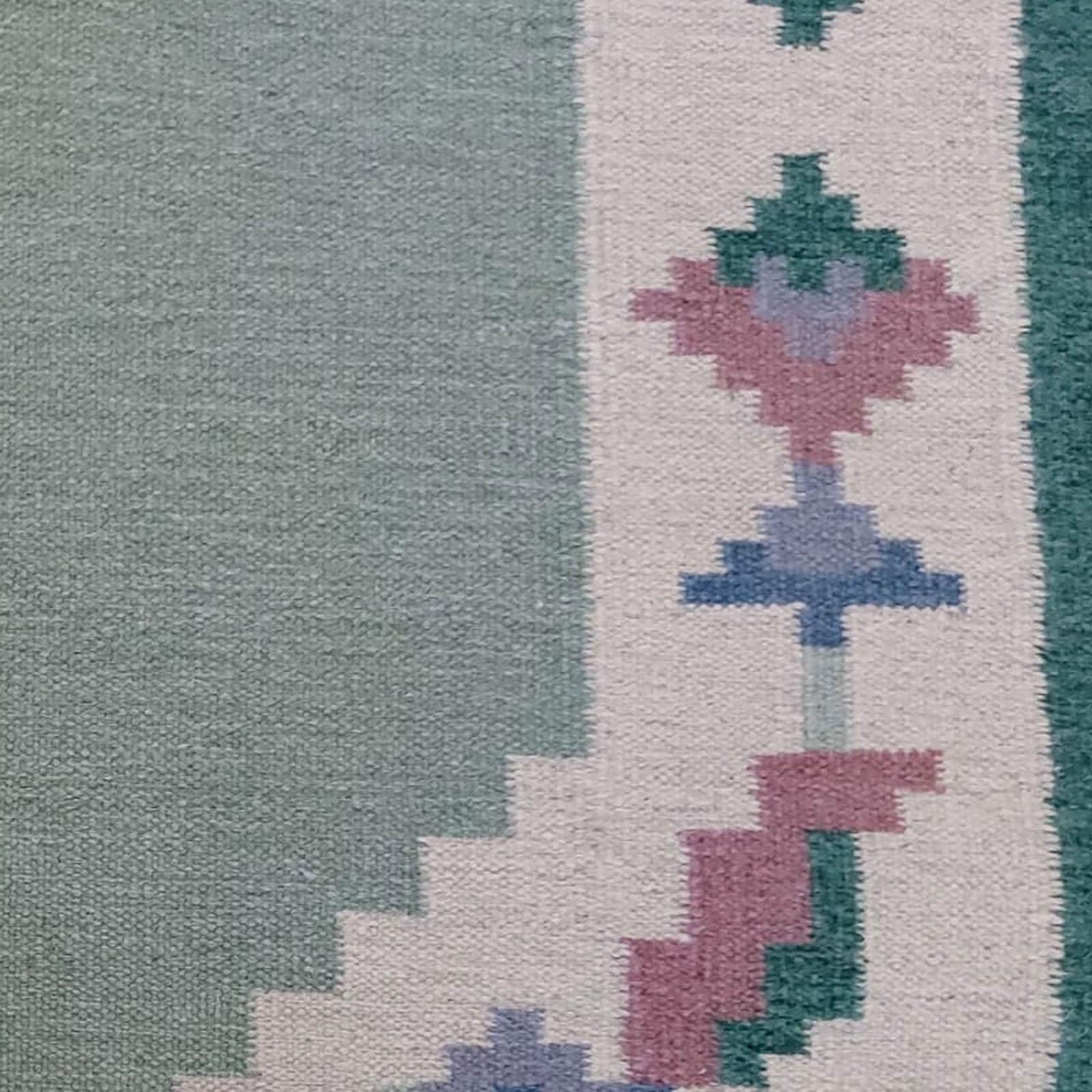 Wool Genuine Vintage Scandinavian Flat Weaved Kilim Rug, 1950s For Sale