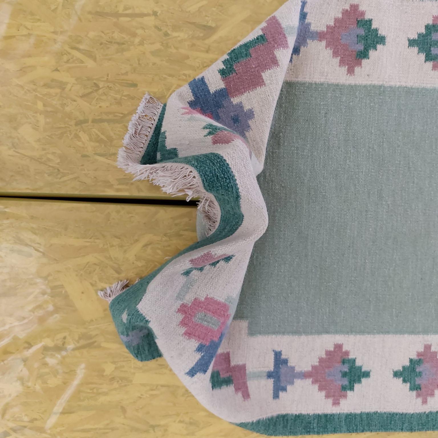 Genuine Vintage Scandinavian Flat Weaved Kilim Rug, 1950s For Sale 1