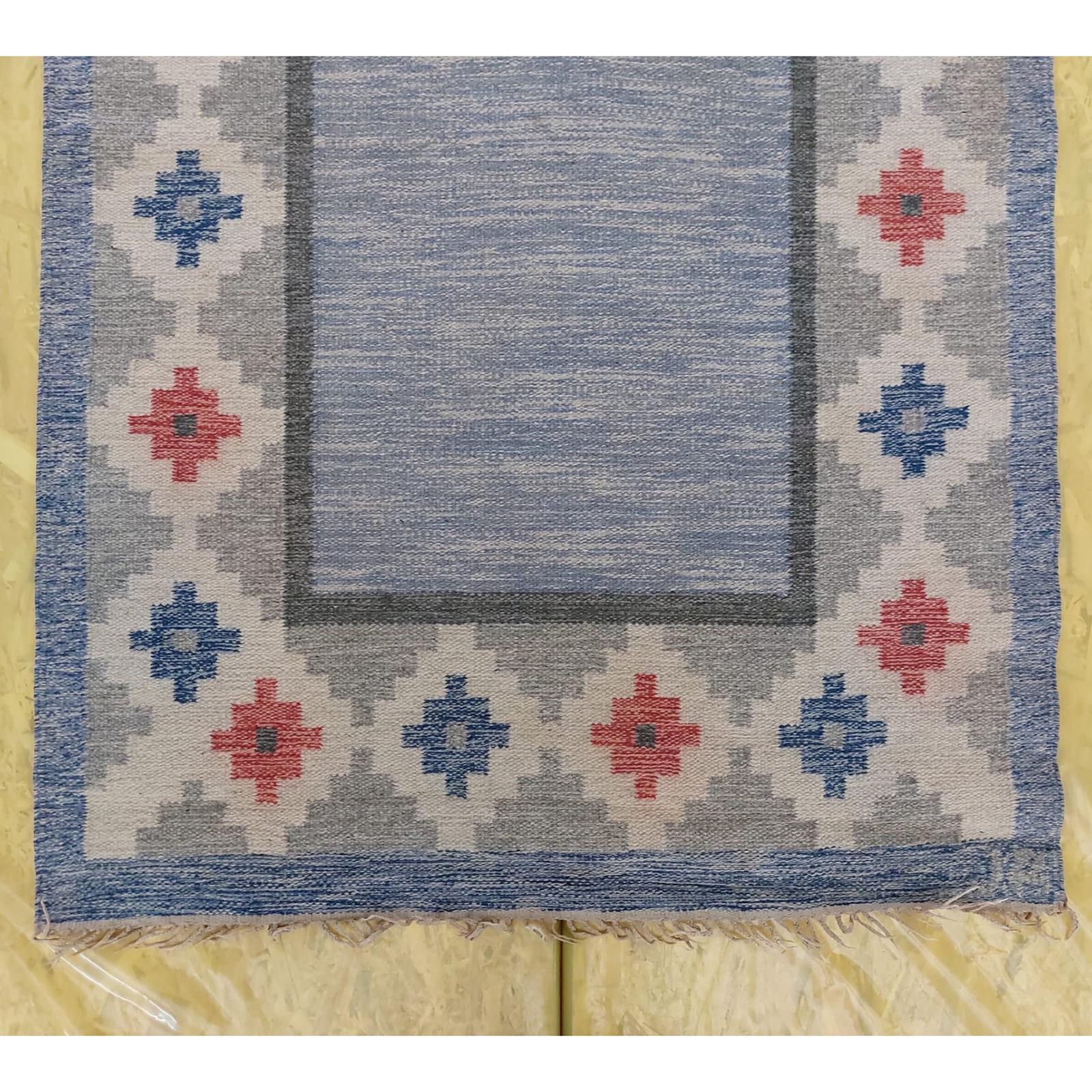 Tissé à la main Véritable Rug & Kilim scandinave tissé à plat, signé JR, années 1950 en vente