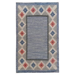 Genuine Vintage Scandinavian Flat Weaved Kilim Rug Signed JR, 1950s