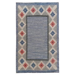 Genuine Vintage Scandinavian Flat Weaved Kilim Rug Signed JR, 1950s