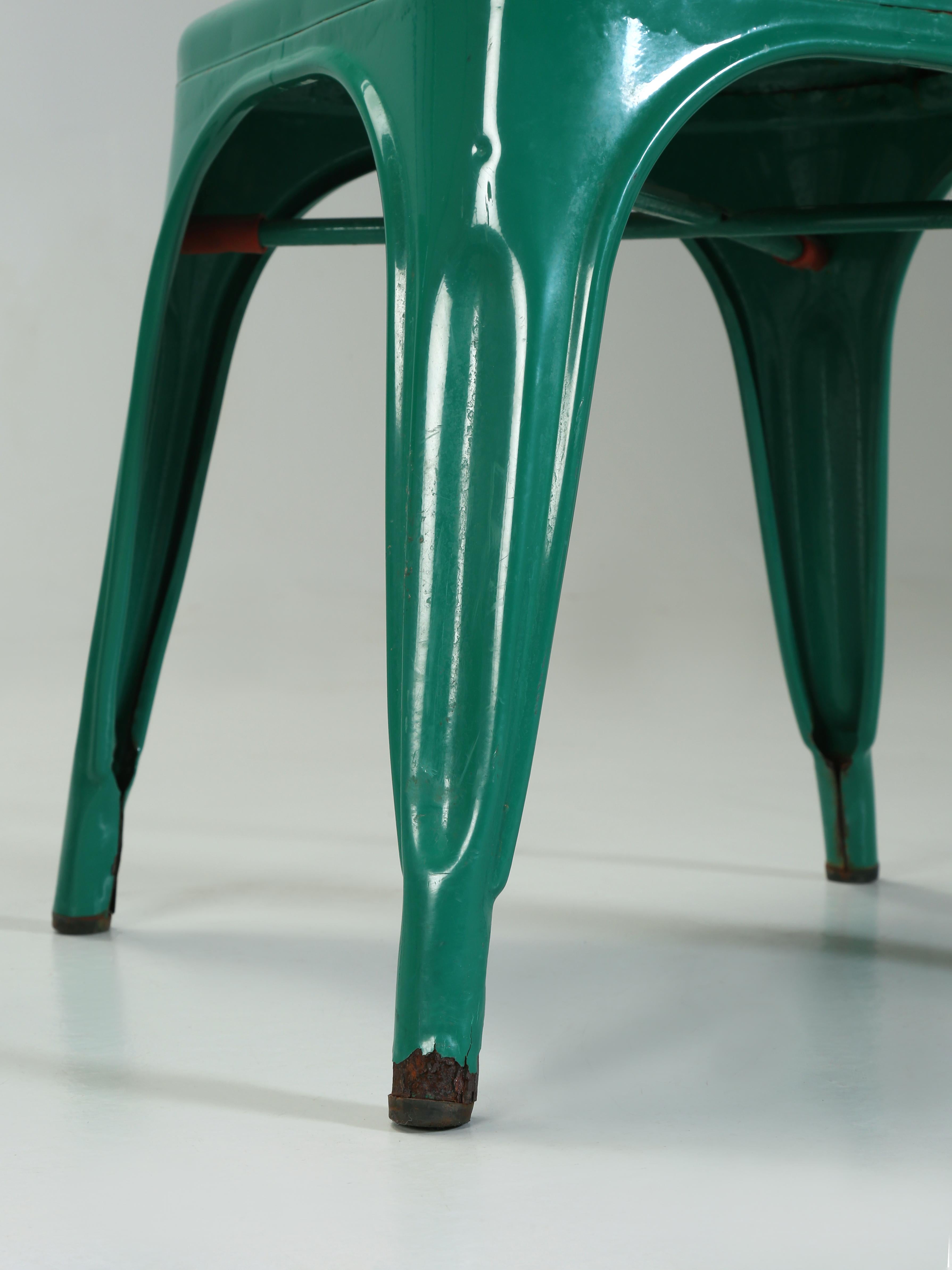 Genuine Vintage Tolix Made in France in Their Envy Green Now Distressed Paint For Sale 5