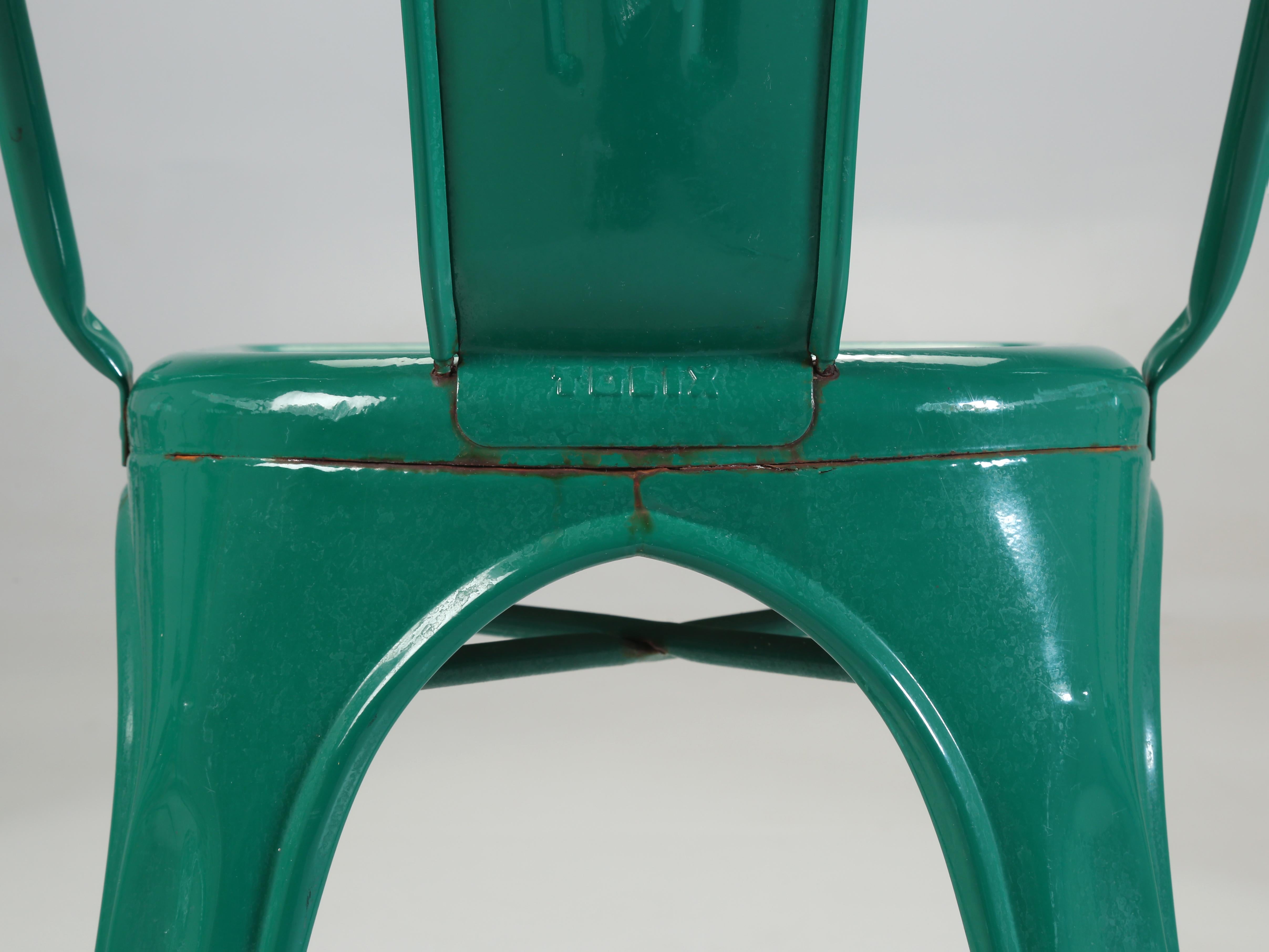 Genuine Vintage Tolix Made in France in Their Envy Green Now Distressed Paint For Sale 8