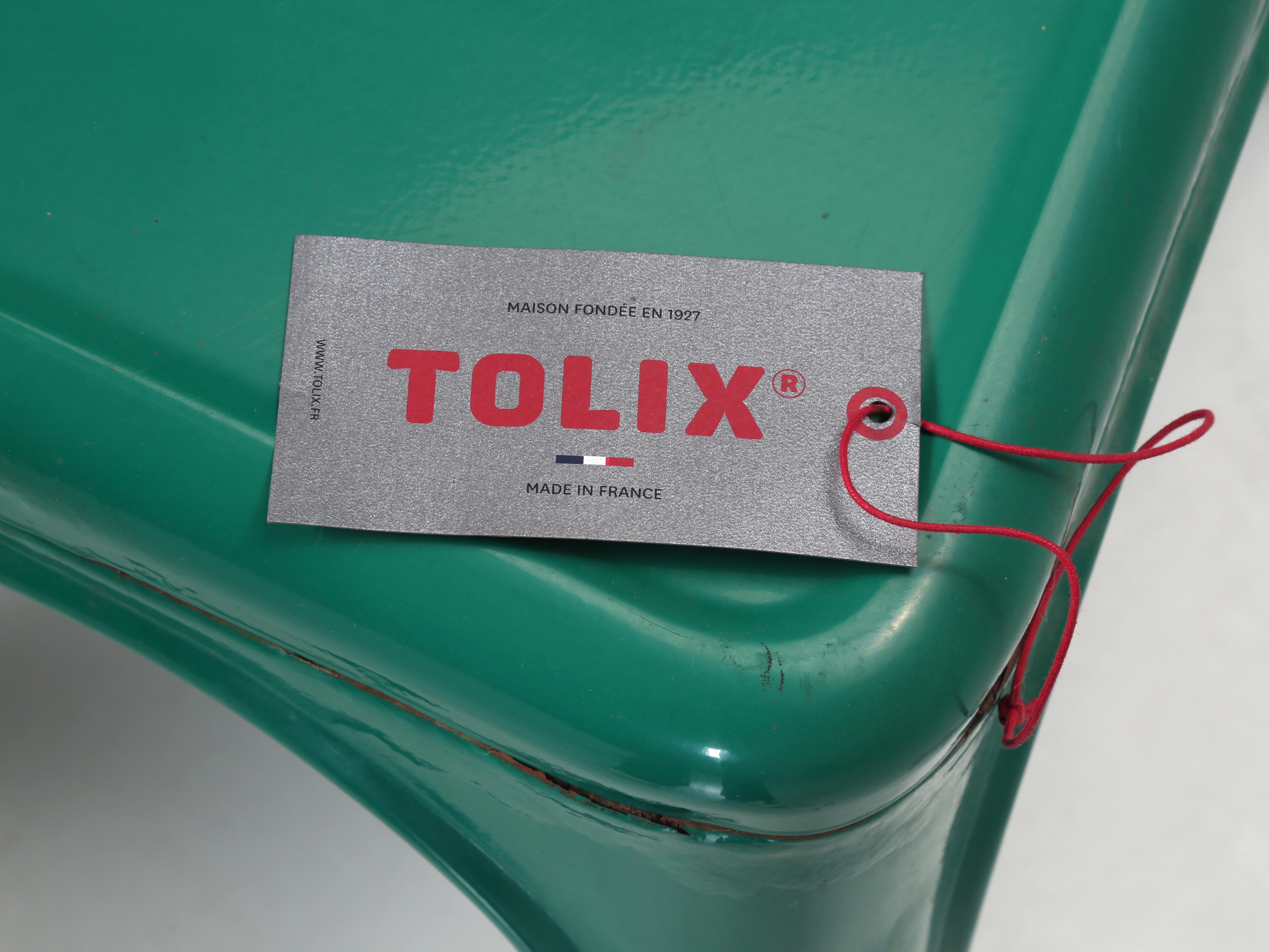 Genuine Vintage Tolix Made in France in Their Envy Green Now Distressed Paint For Sale 10