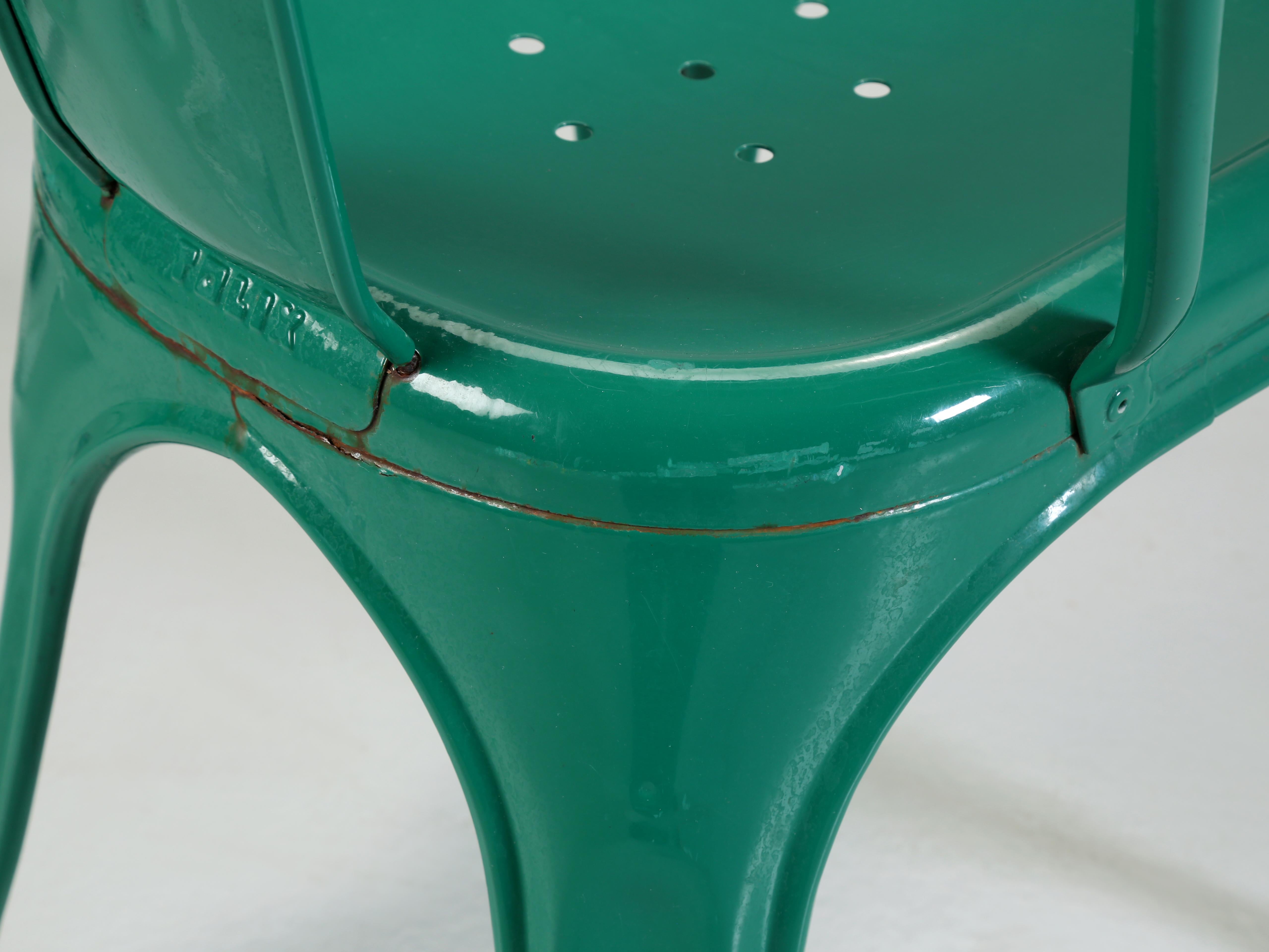 Genuine Vintage Tolix Made in France in Their Envy Green Now Distressed Paint For Sale 1
