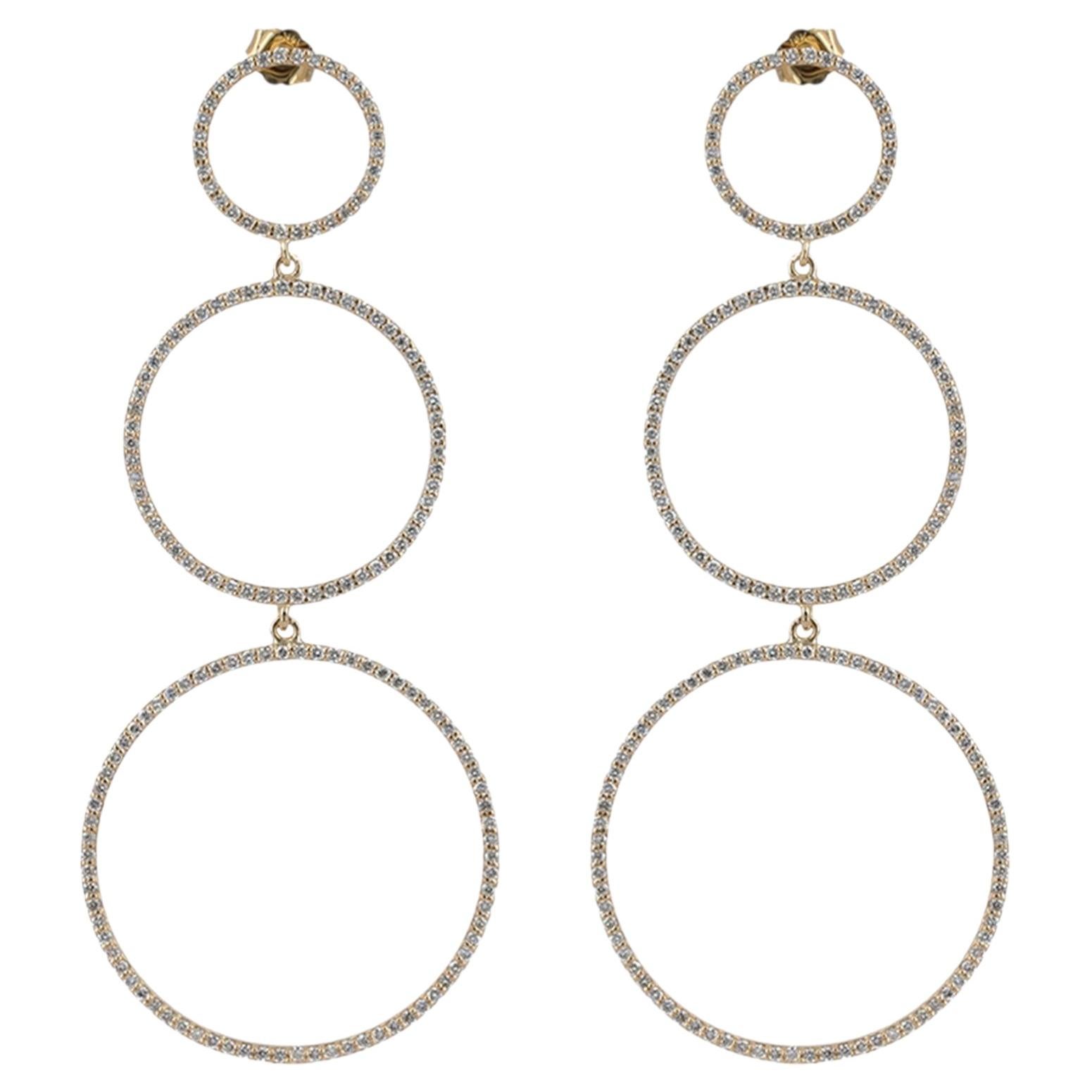 Genuine CVD Diamond Solid 14k Yellow Gold Jewelry Designer Dangle Earrings