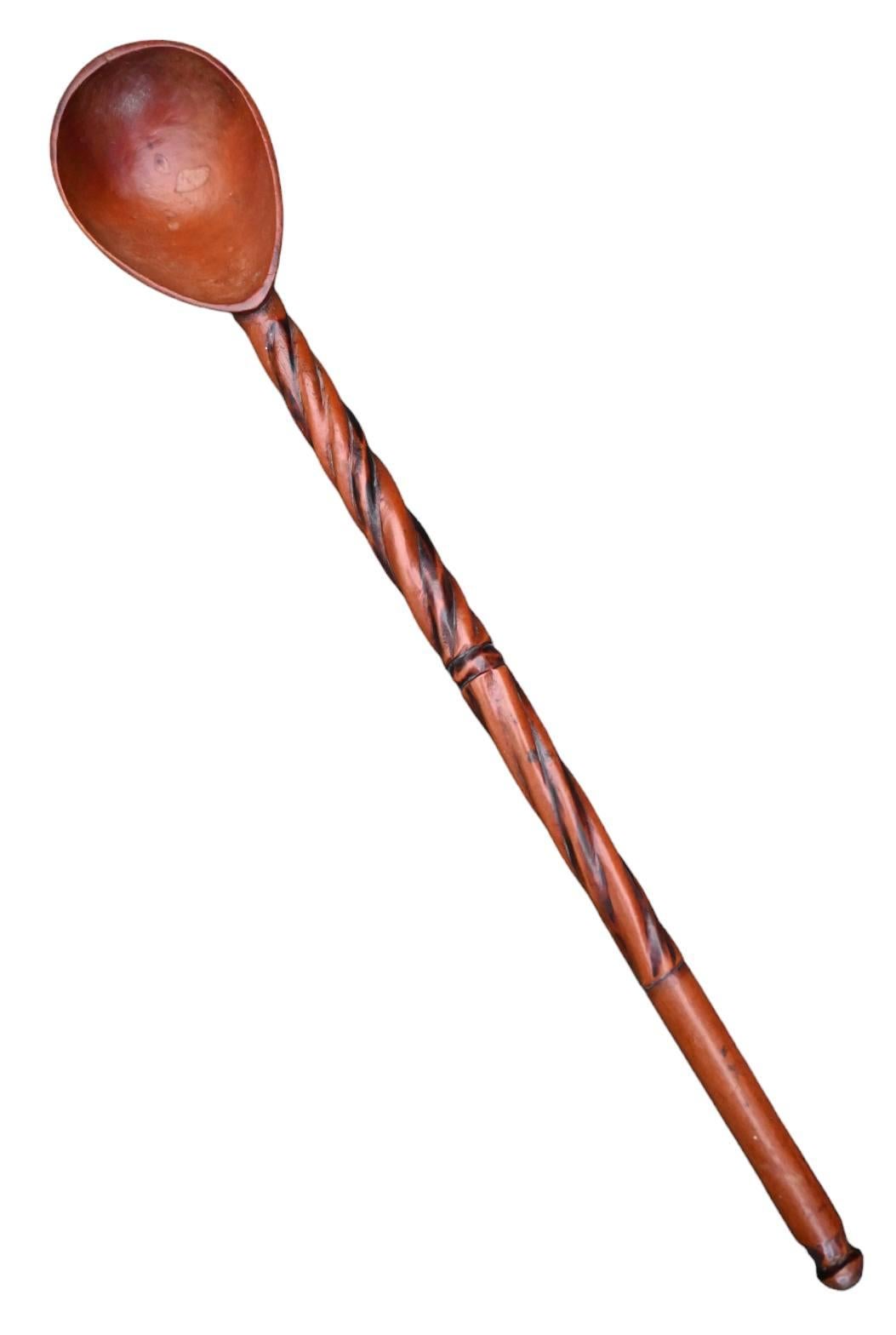 Auténtica cuchara de madera tallada de la tribu zulú, Sudáfrica, principios de 1900 en Bueno estado para la venta en Bilzen, BE