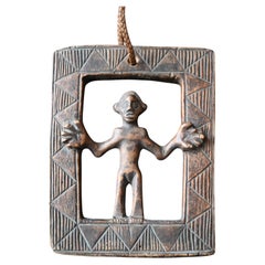 Genuine wooden  figure in frame from the Holo tribe DR Congo, first haf 20 th C.