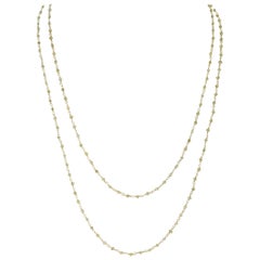 Genuine Yellow Diamond Beads Wire-Wrapped Necklace, 18 Karat Yellow