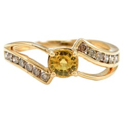 Used Certified Yellow Sapphire Ring with Diamonds in 18k Solid Yellow Gold
