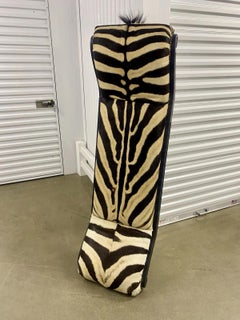 Genuine Zebra Hide Chaise Chair Lounge on Fully Upholstered Furniture Bench