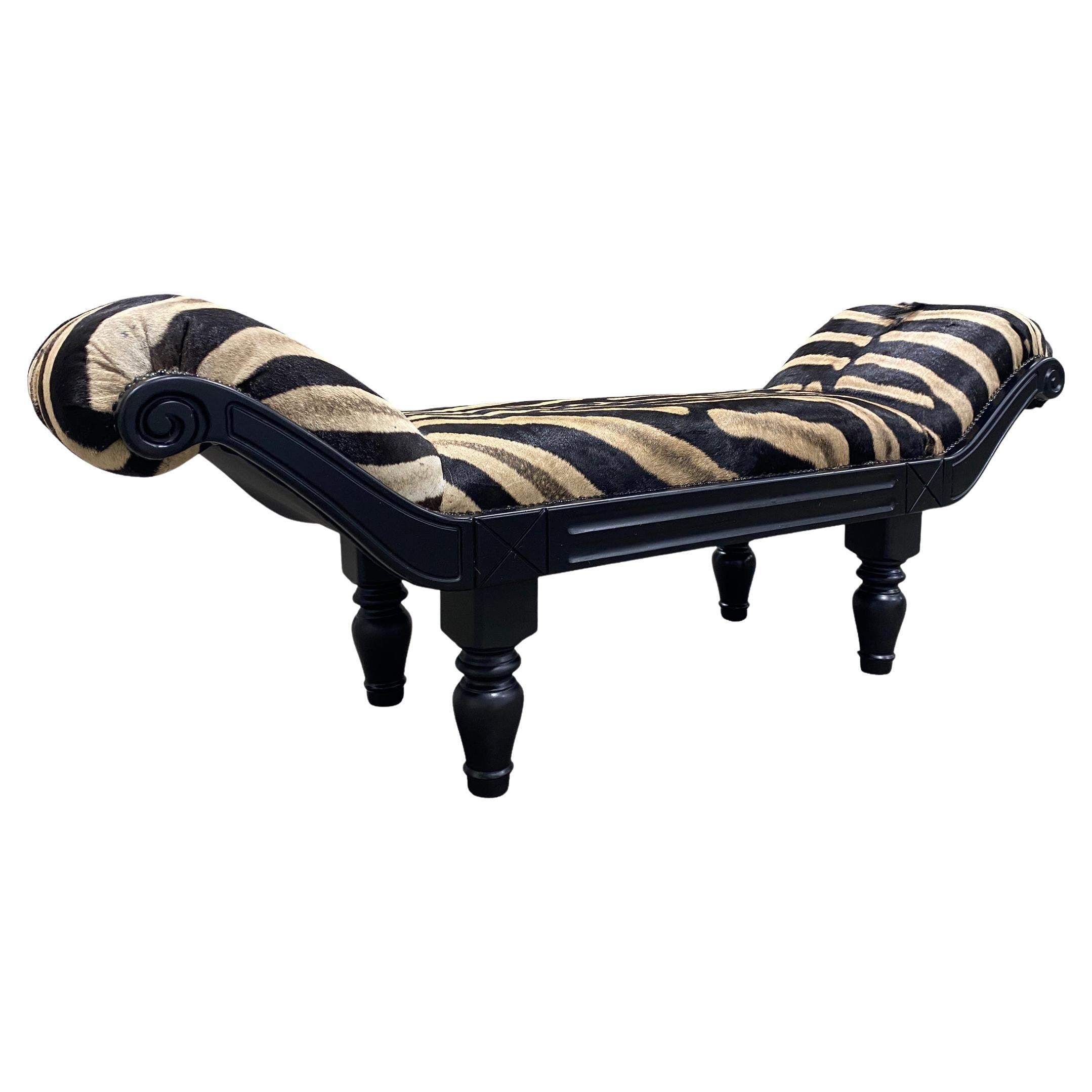 Genuine Zebra Hide Chaise Lounge on Zebra Skin Hide Fully Upholstered