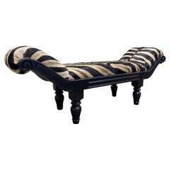 Genuine Zebra Hide Chaise Lounge on Zebra Skin Hide Fully Upholstered
