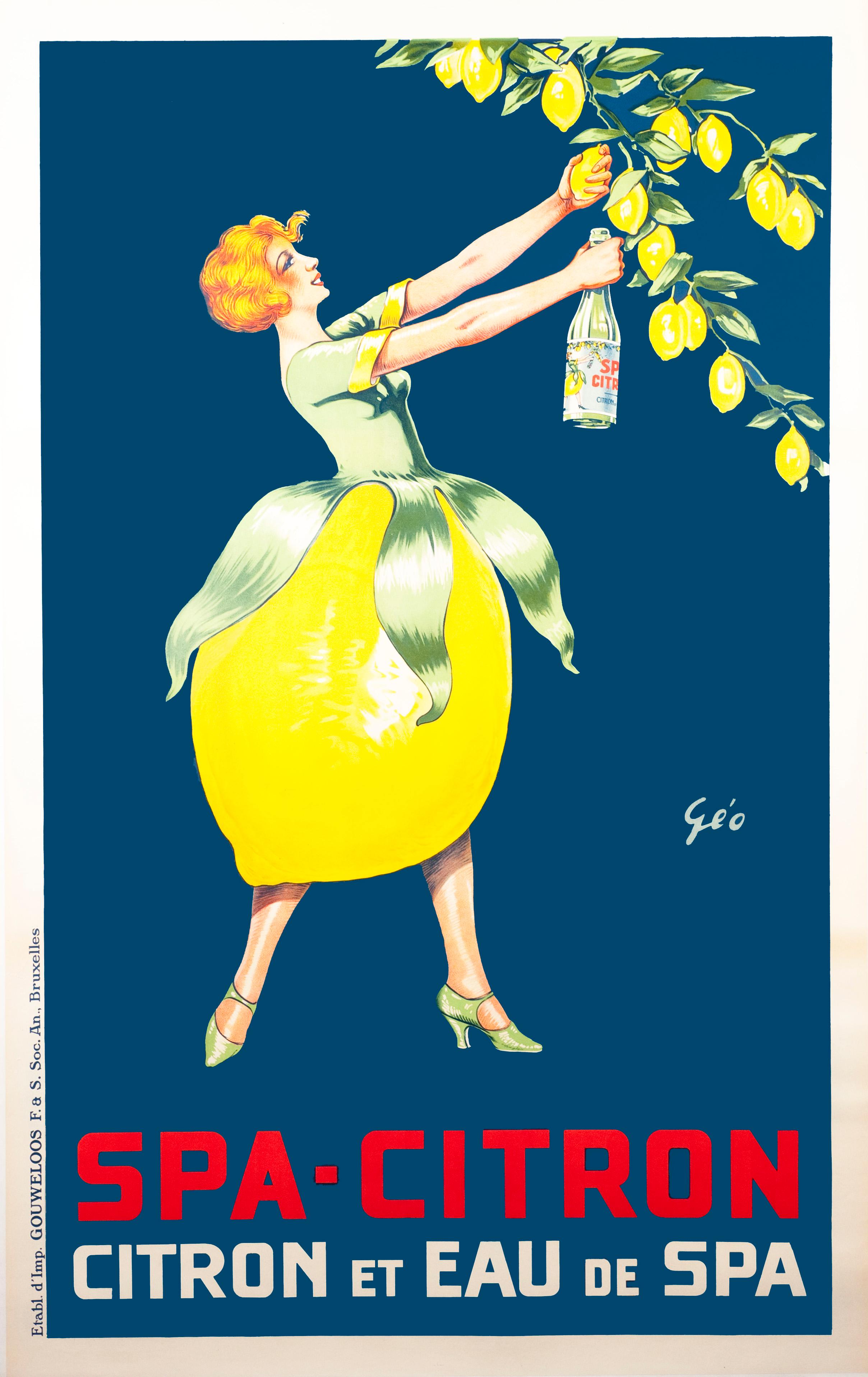 "Spa Citron" Original Vintage Lemon Citrus Beverage Poster - Print by Geo