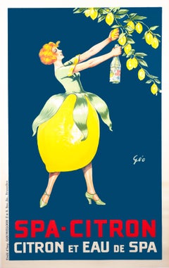 "Spa Citron" Original Vintage Lemon Citrus Beverage Poster