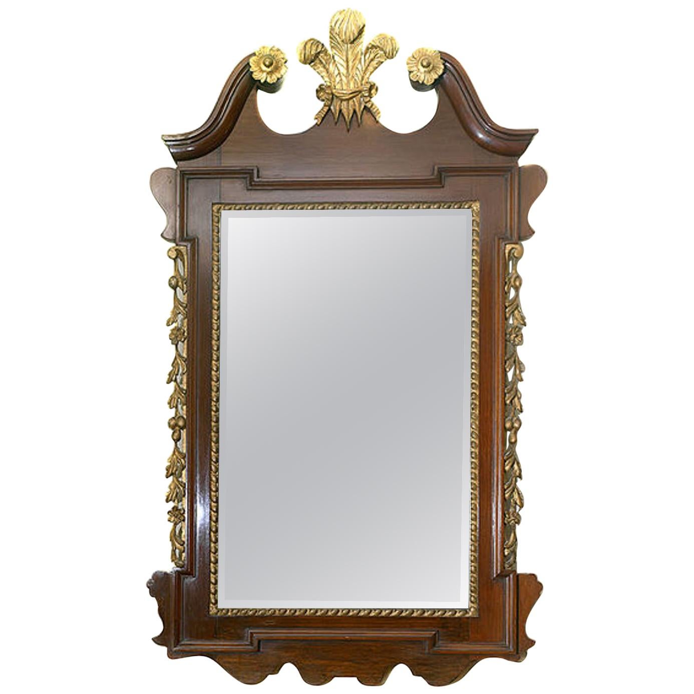 Geo 111 Style Mahogany & Giltwood Wall Mirror For Sale