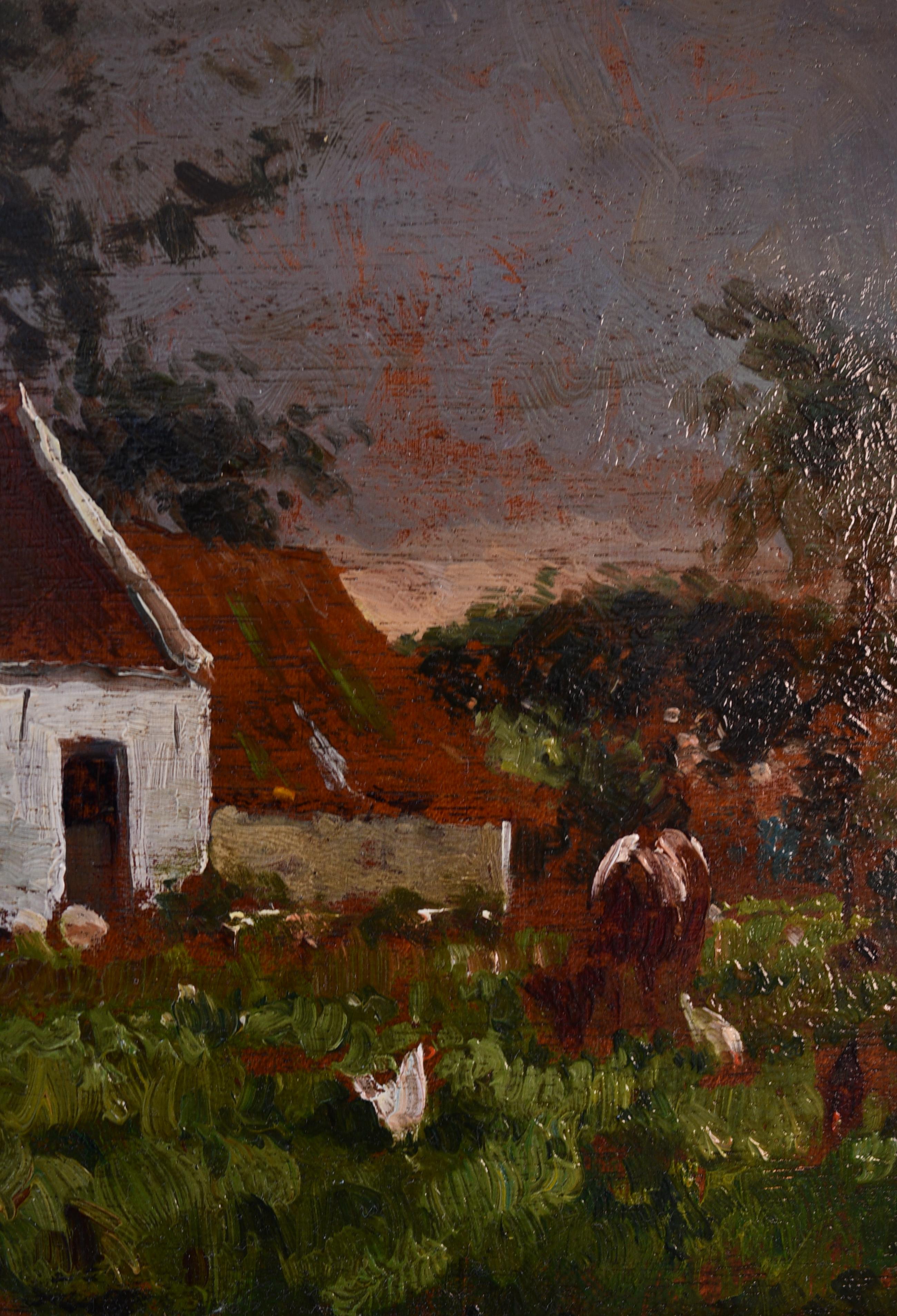 19th century farmer house landscape painting by Geo Bernier For Sale 2