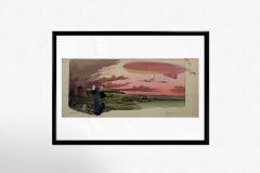 1910 original poster by Geo Bric "Le Zodiac III" dirigible balloon