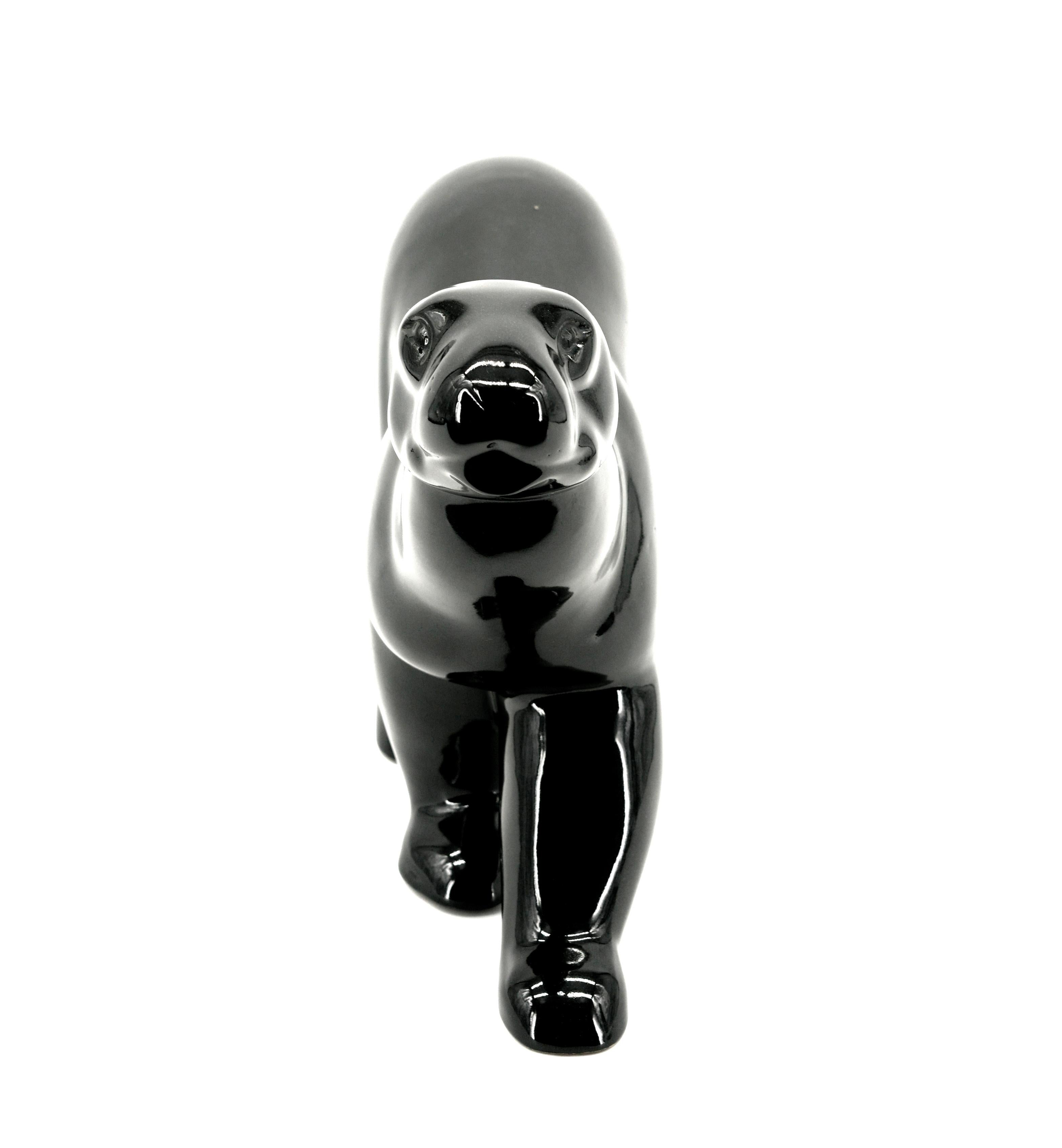 Français GEO CONDE Céramique française Art Déco Panthère Noire à Saint-Clement 1920 en vente