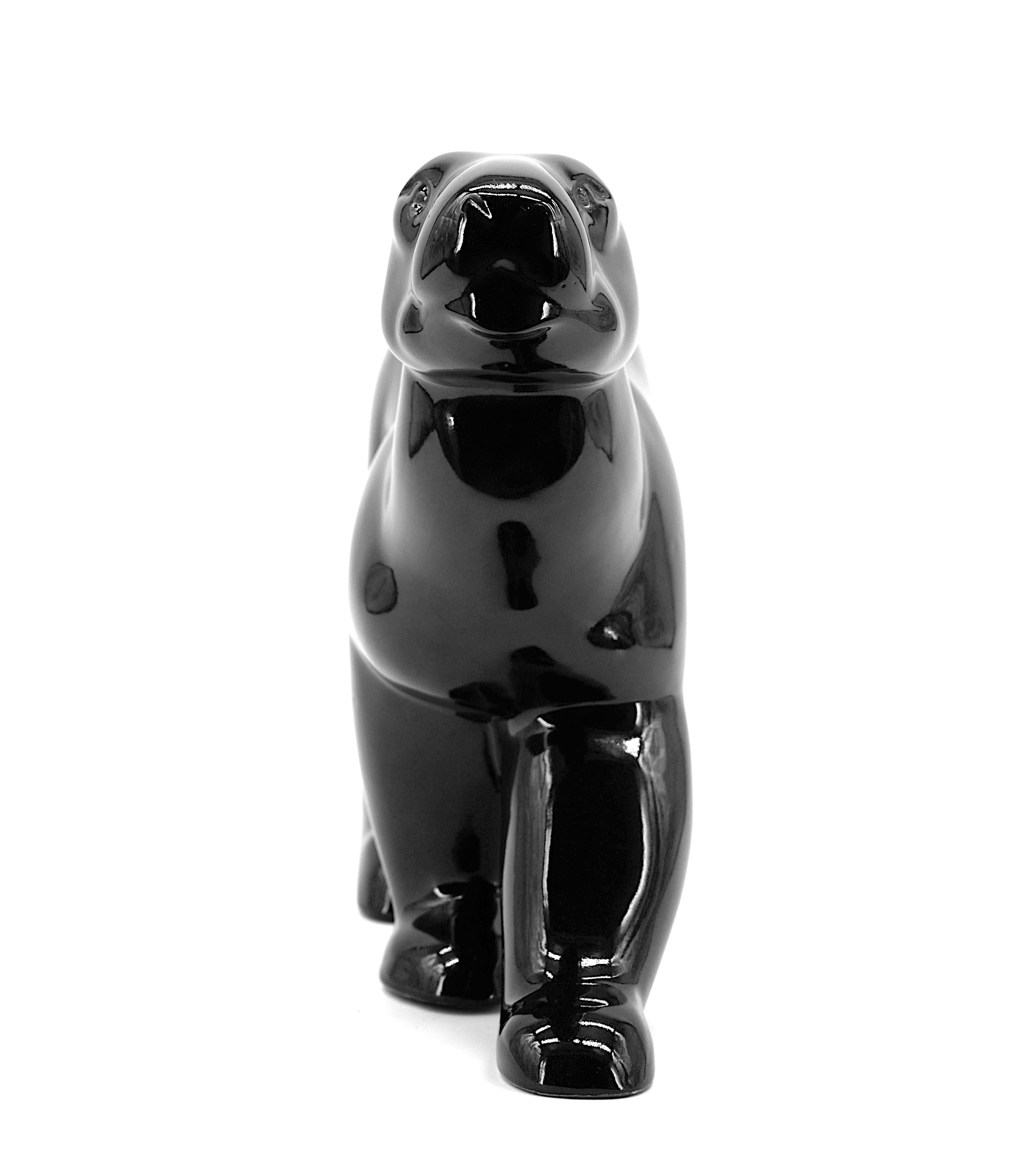 GEO CONDE Céramique française Art Déco Panthère Noire à Saint-Clement 1920 Bon état - En vente à Saint-Amans-des-Cots, FR