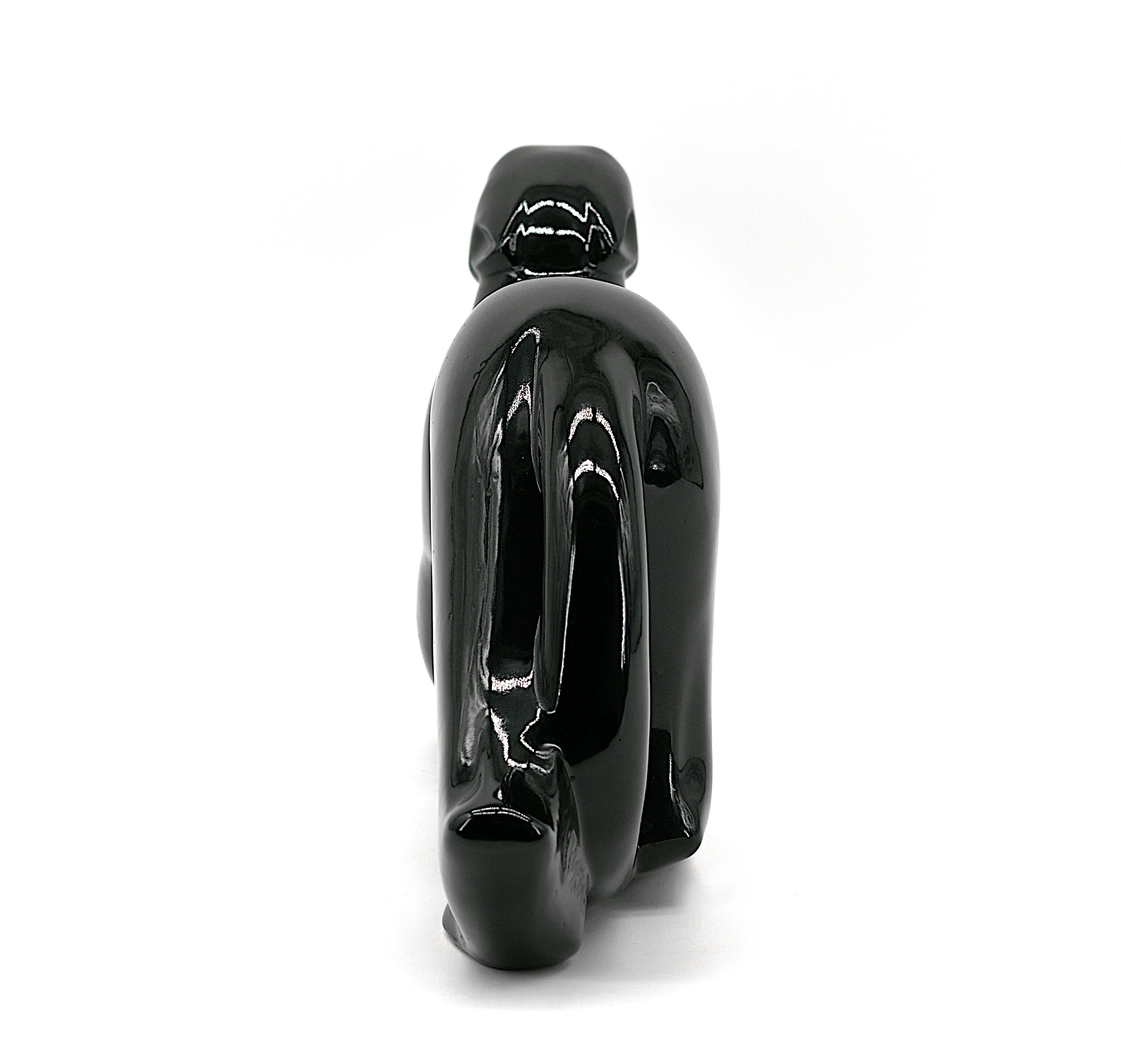 GEO CONDE Céramique française Art Déco Panthère Noire à Saint-Clement 1920 en vente 3
