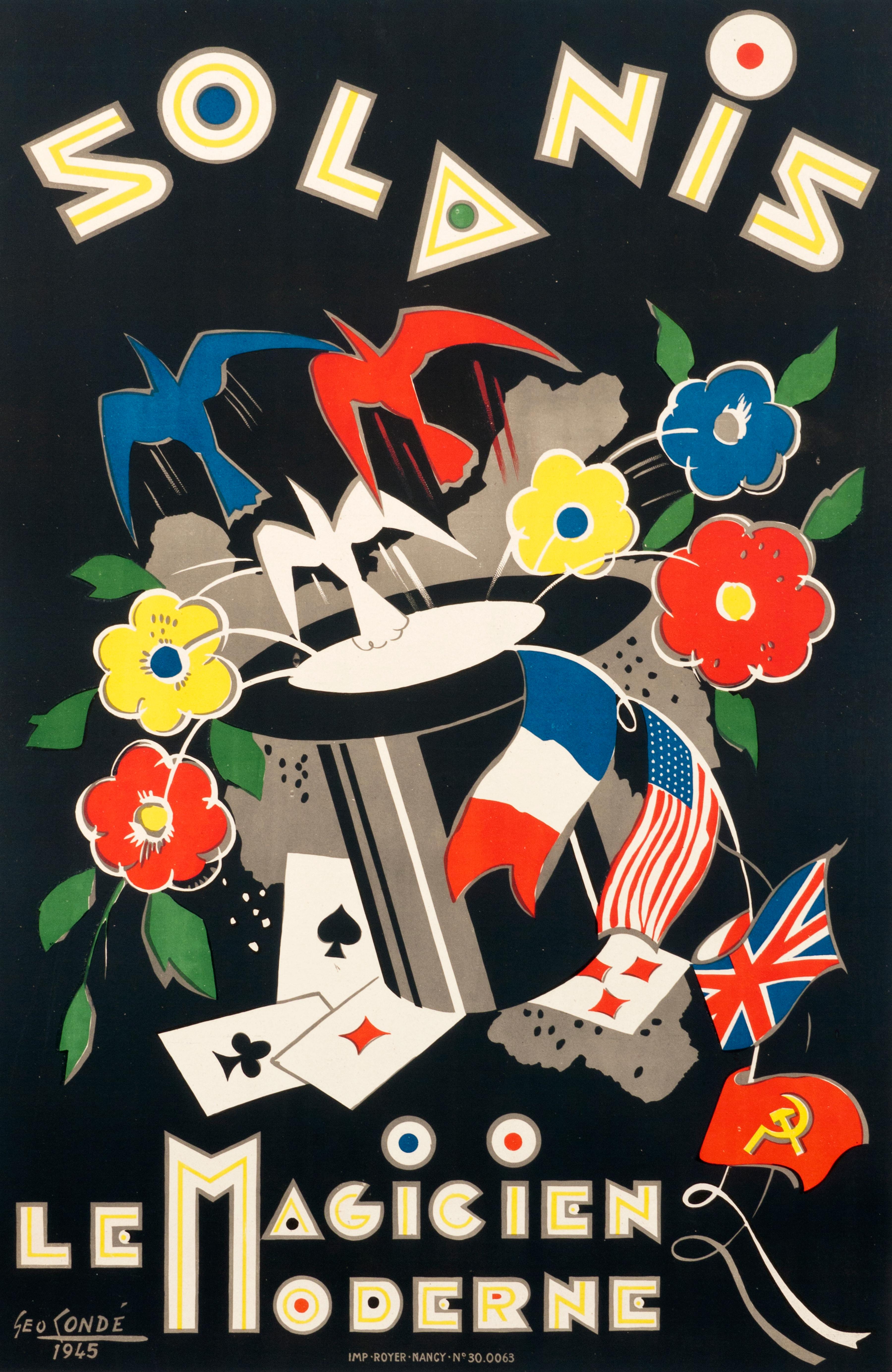 "Solanis, le Magicien Moderne" Postwar French Magic Original Vintage Poster - Print by Geo Condo