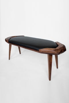 Géo Contemporary Ottoman in Wood and Upholstery by Nadine Hajjar