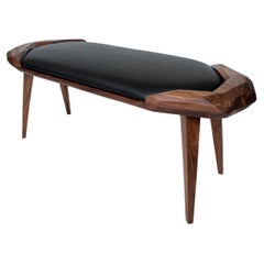 Géo Contemporary Ottoman in Wood and Upholstery by Nadine Hajjar