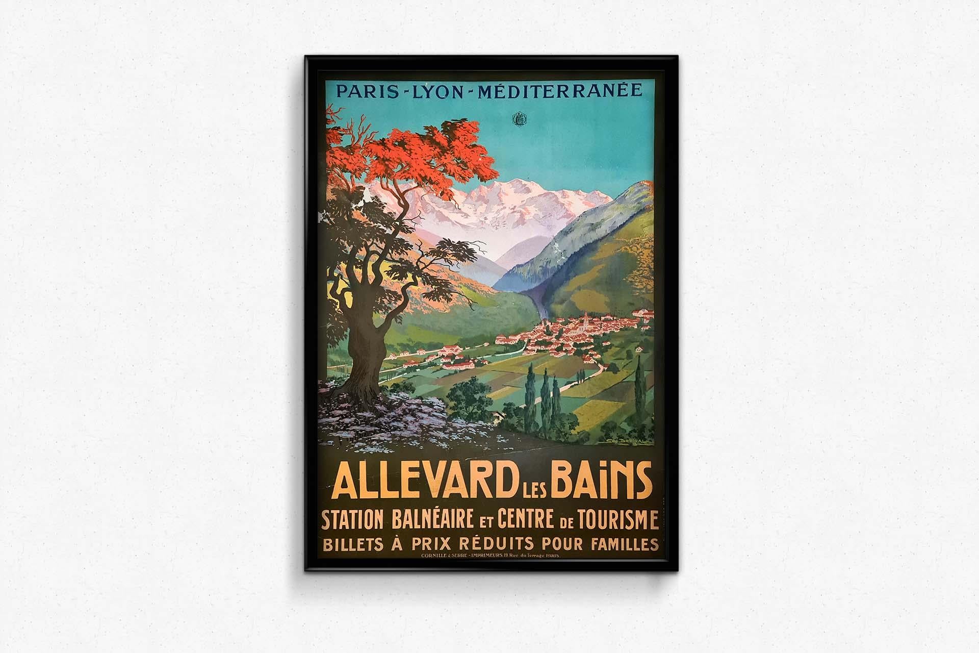 Originalplakat von Allevard Les Bains von Geo Dorival für die PLM Railway, 1913 im Angebot 2