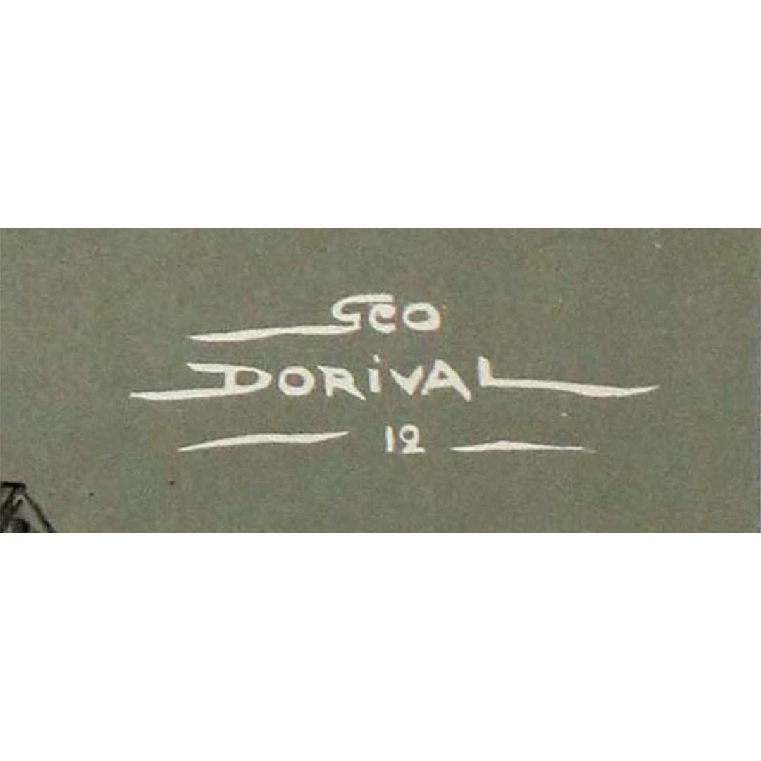 Géo Dorival 1912 Reiseplakat für den Chemin de Fer de l'État nach Caen in der Normandie im Angebot 1