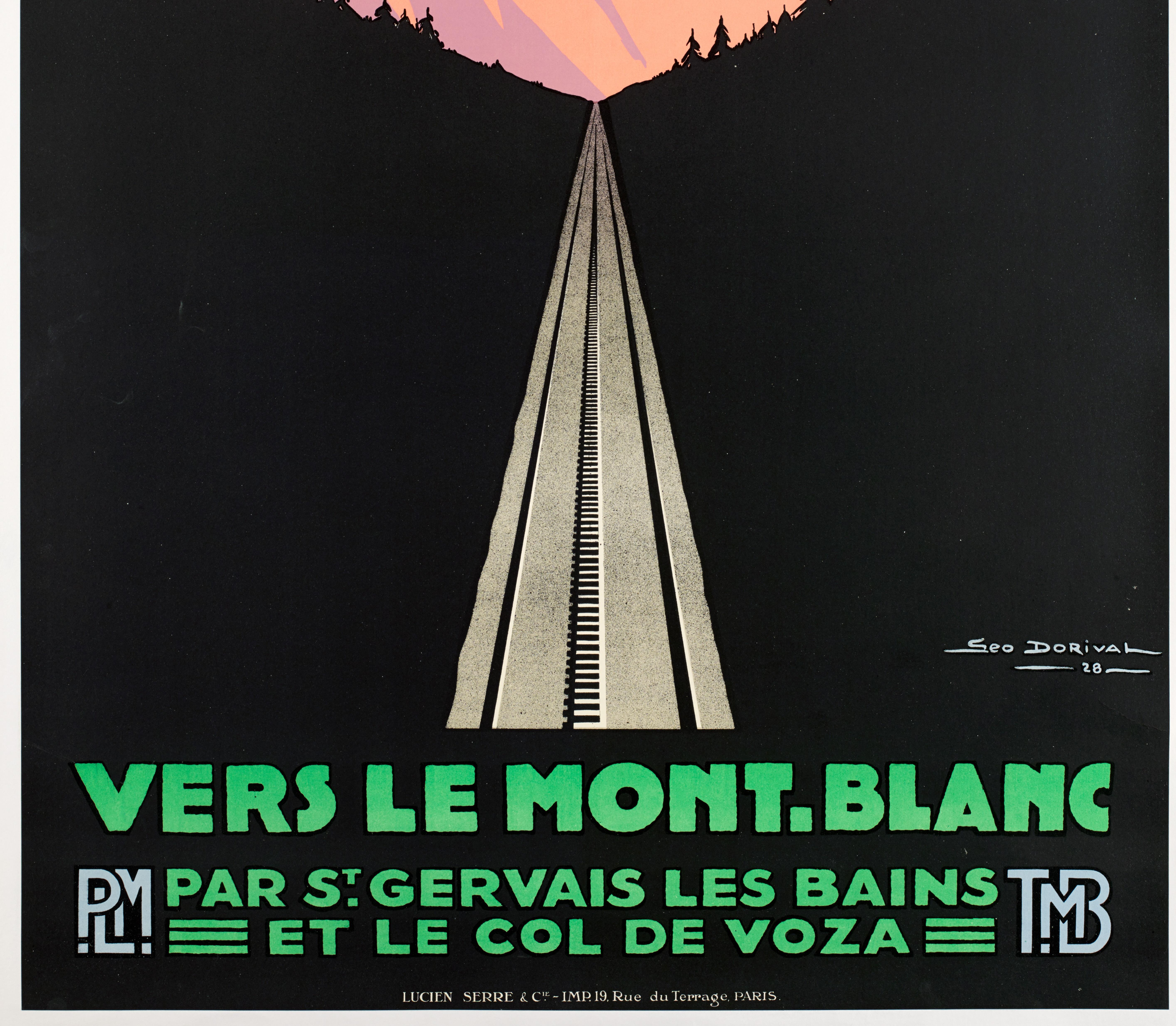 Geo Dorival, Set of 3 Original PLM Poster, Le Mont-Blanc, Mountain Art Deco 1928 For Sale 2