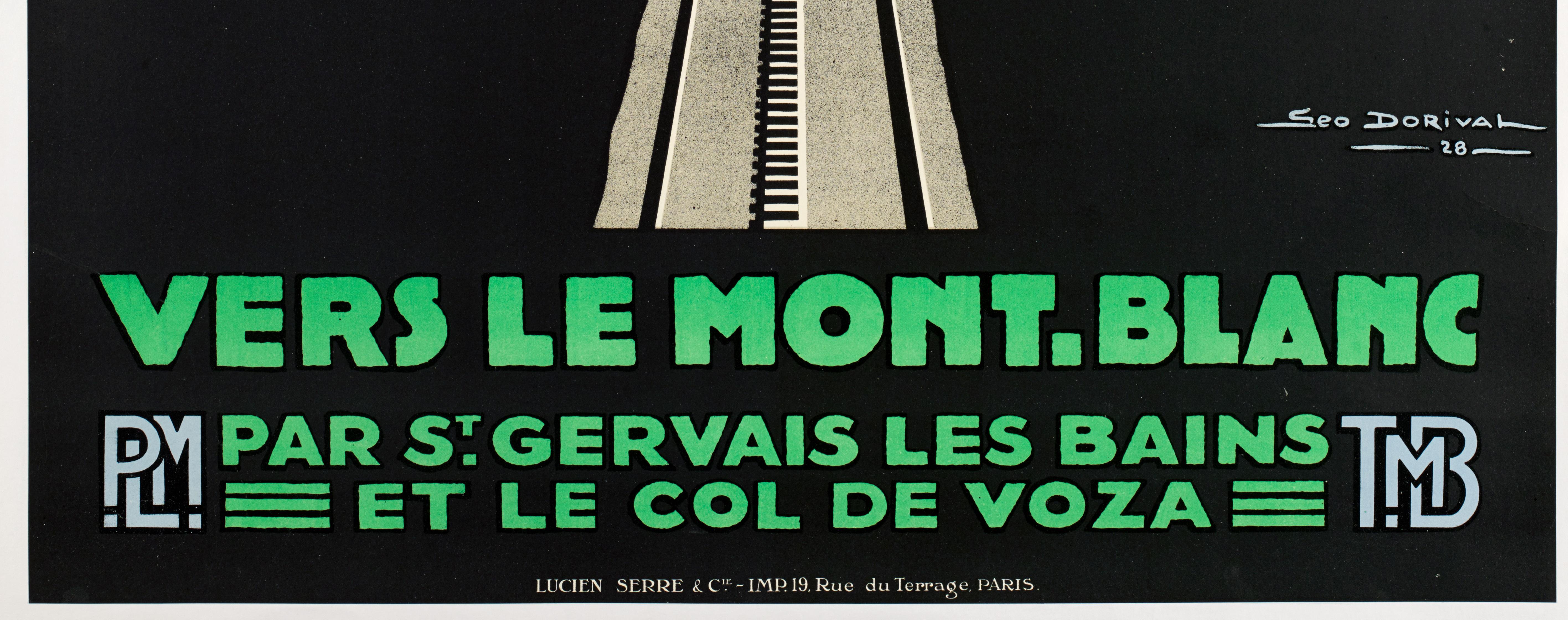Geo Dorival, Set of 3 Original PLM Poster, Le Mont-Blanc, Mountain Art Deco 1928 For Sale 3