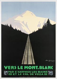 Geo Dorival, Set of 3 Original PLM Poster, Le Mont-Blanc, Mountain Art Deco 1928