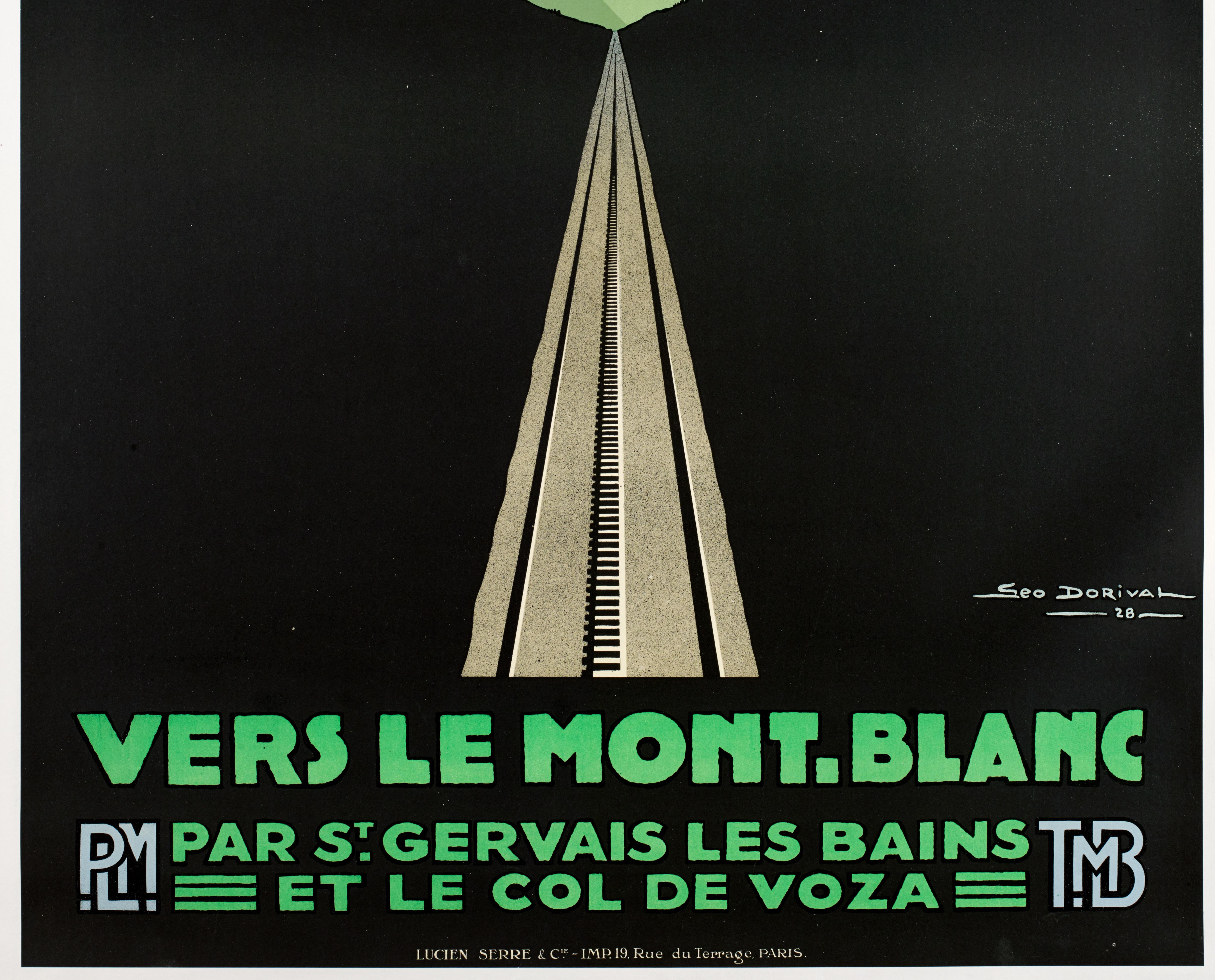 Geo Dorival, ensemble de 3 affiches originales PLM, Le Mont-Blanc, Mountain Art Deco 1928 Bon état - En vente à SAINT-OUEN-SUR-SEINE, FR