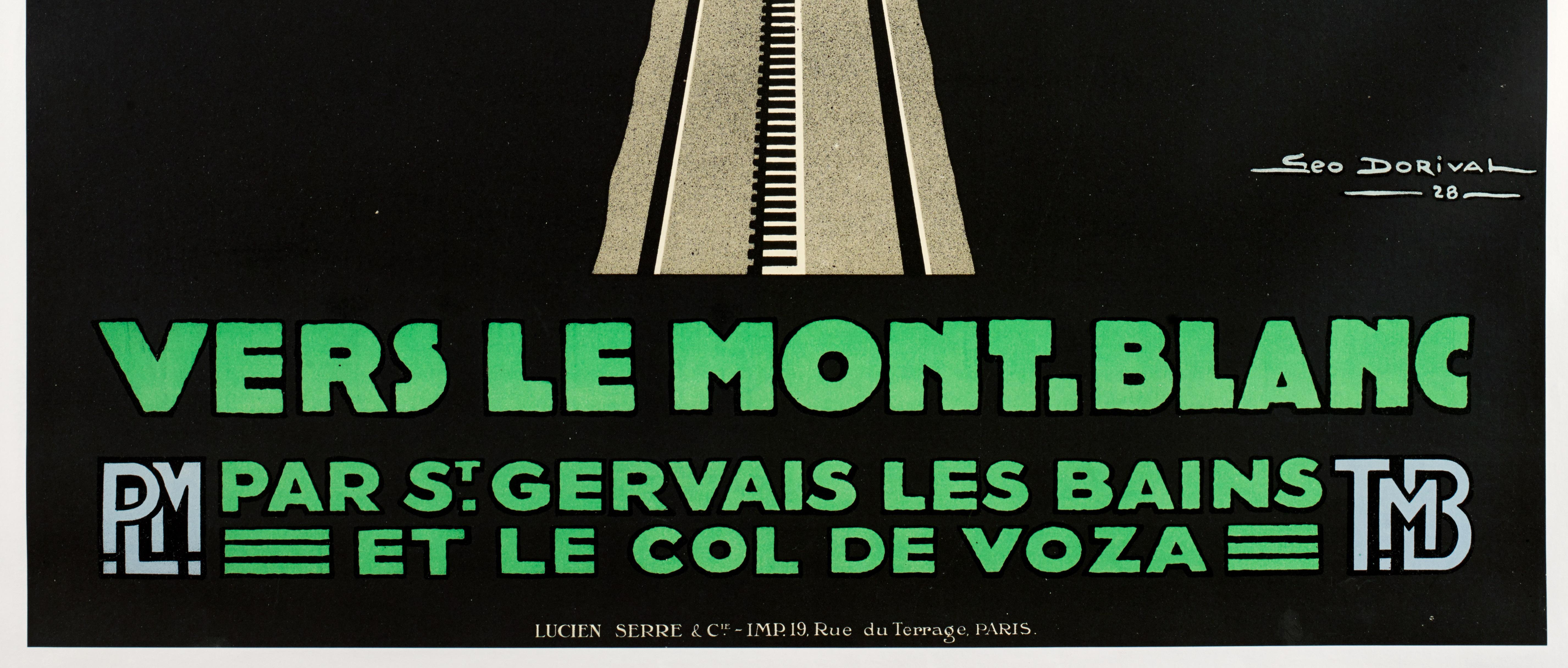 French Geo Dorival, Set of 3 Original PLM Poster, Le Mont-Blanc, Mountain Art Deco 1928 For Sale