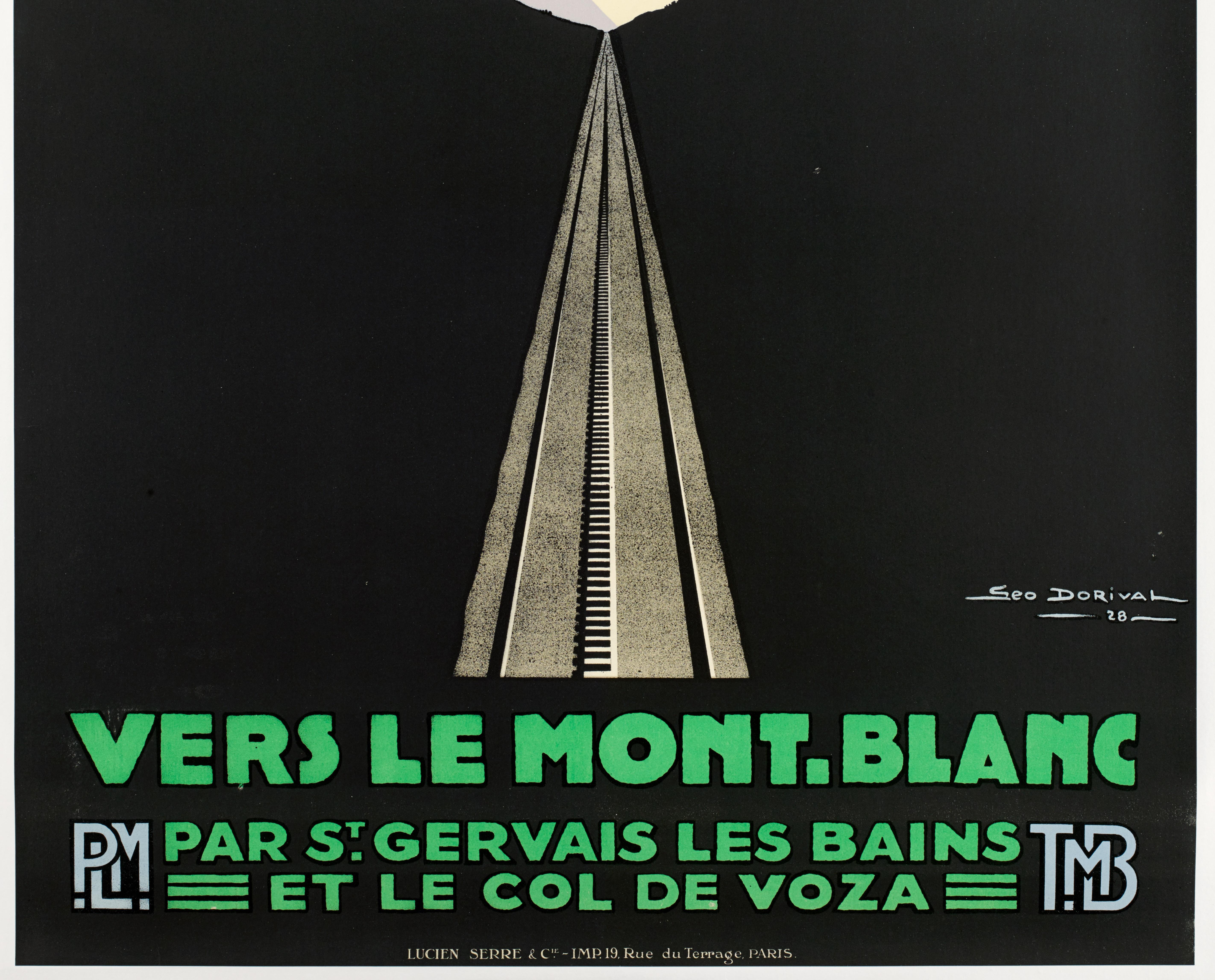 Geo Dorival, ensemble de 3 affiches originales PLM, Le Mont-Blanc, Mountain Art Deco 1928 en vente 1