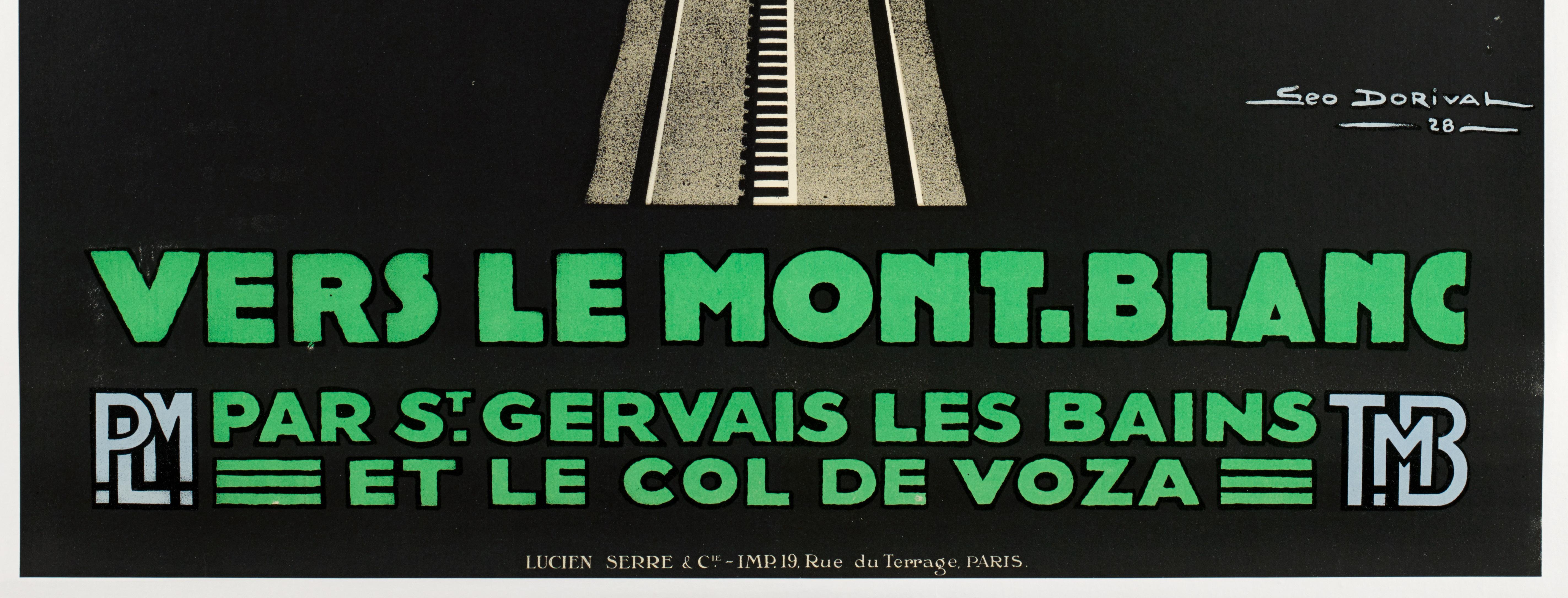 Geo Dorival, ensemble de 3 affiches originales PLM, Le Mont-Blanc, Mountain Art Deco 1928 en vente 2