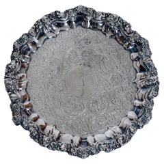 Geo III Antique Sheffield Armorial Salver or Card Tray