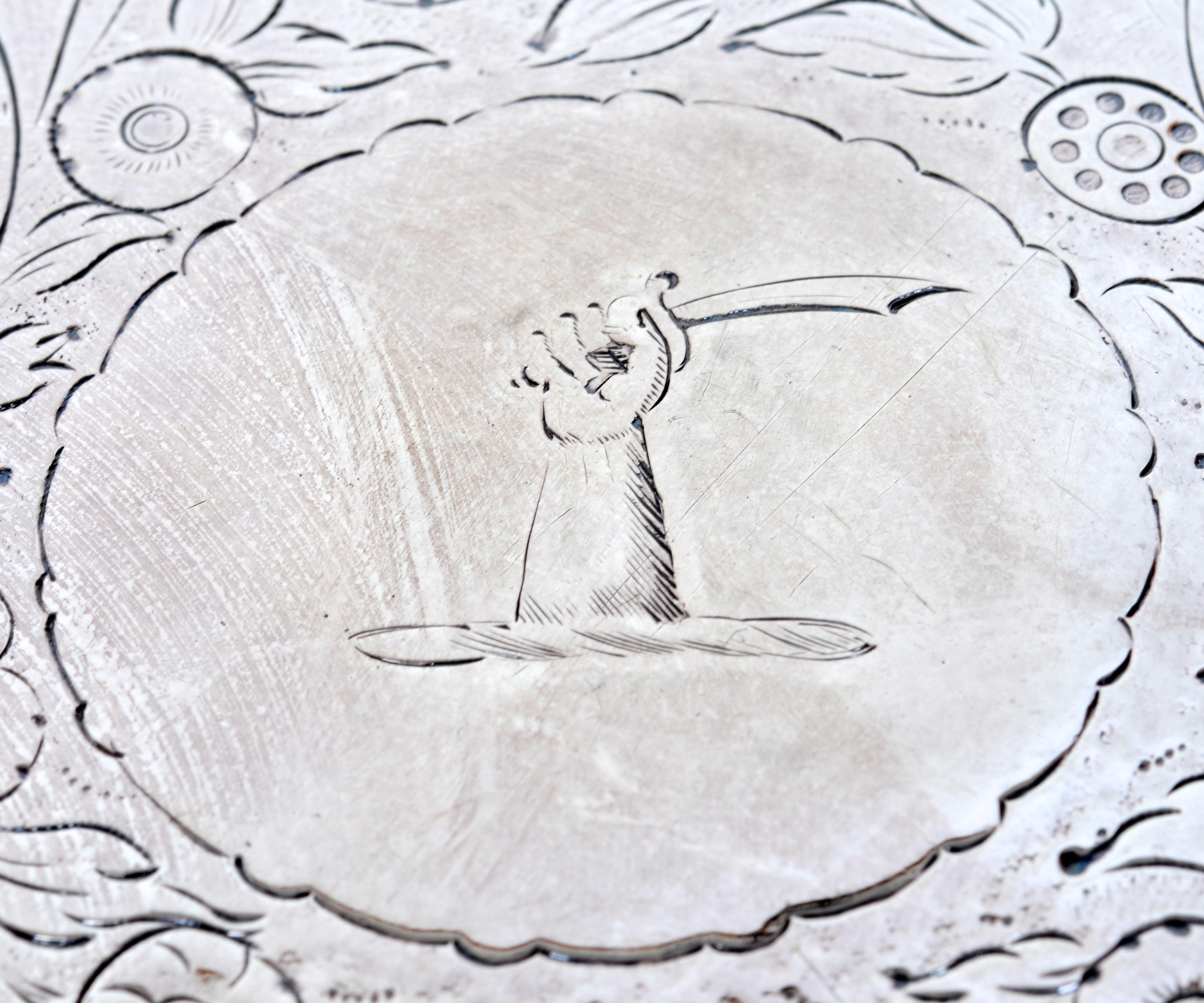 Inglese Salver o vassoio per carte di Geo III antico Sheffield in vendita
