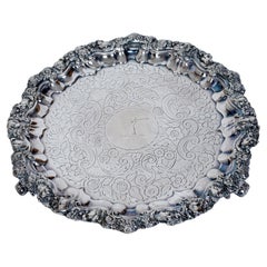 Geo III Antique Sheffield Armorial Salver or Card Tray