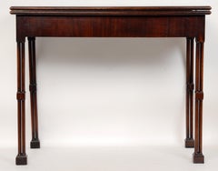 Geo III Mahogany Fold-Over Card Table with Cluster-Leg & Concertina Action c1780