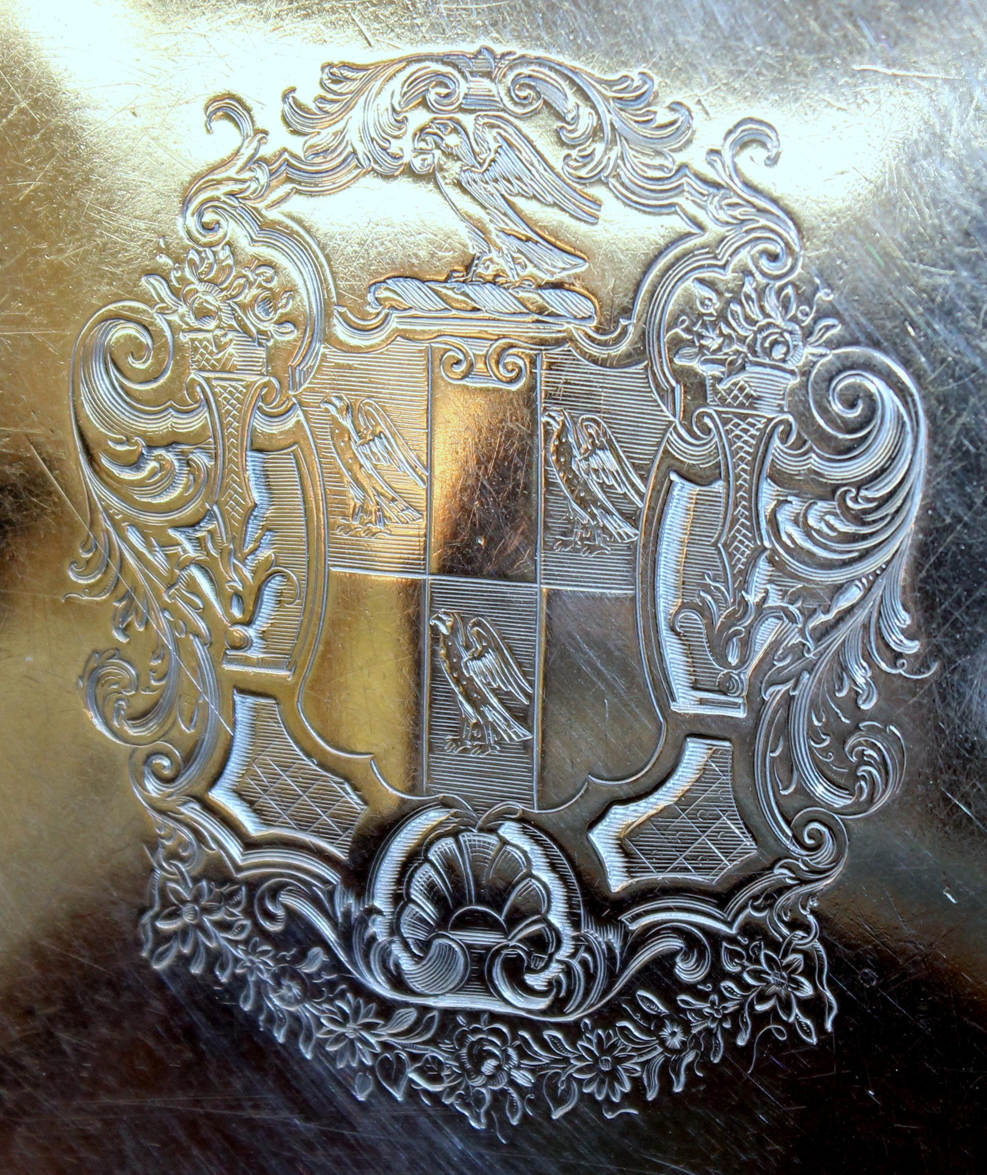 18th Century Geo. III Sterling Engraved Armorial Crested Chipp. Style Salver, George Hunter