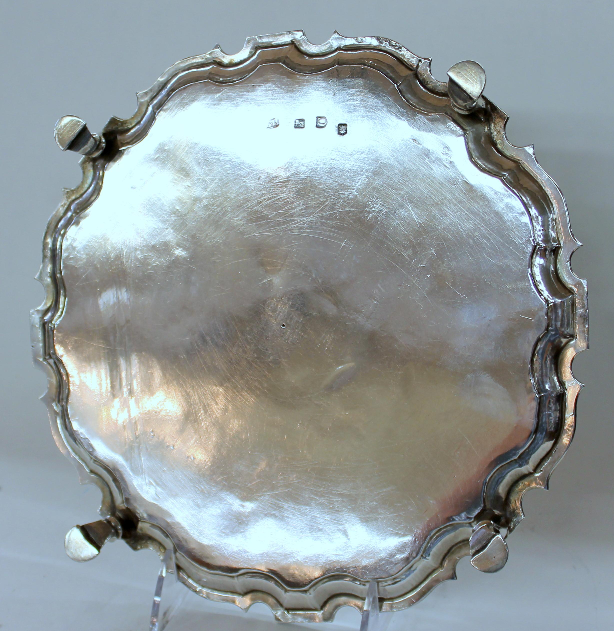 Geo. III Sterling Engraved Armorial Crested Chipp. Style Salver, George Hunter 2