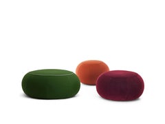 Saba Geo Large Pouf in Ecopelli Grey Upholstery & Copper Legs by Paolo Grasselli