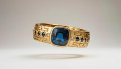 Anillo GEO para hombre con topacio azul de Londres en oro amarillo de 18 quilates