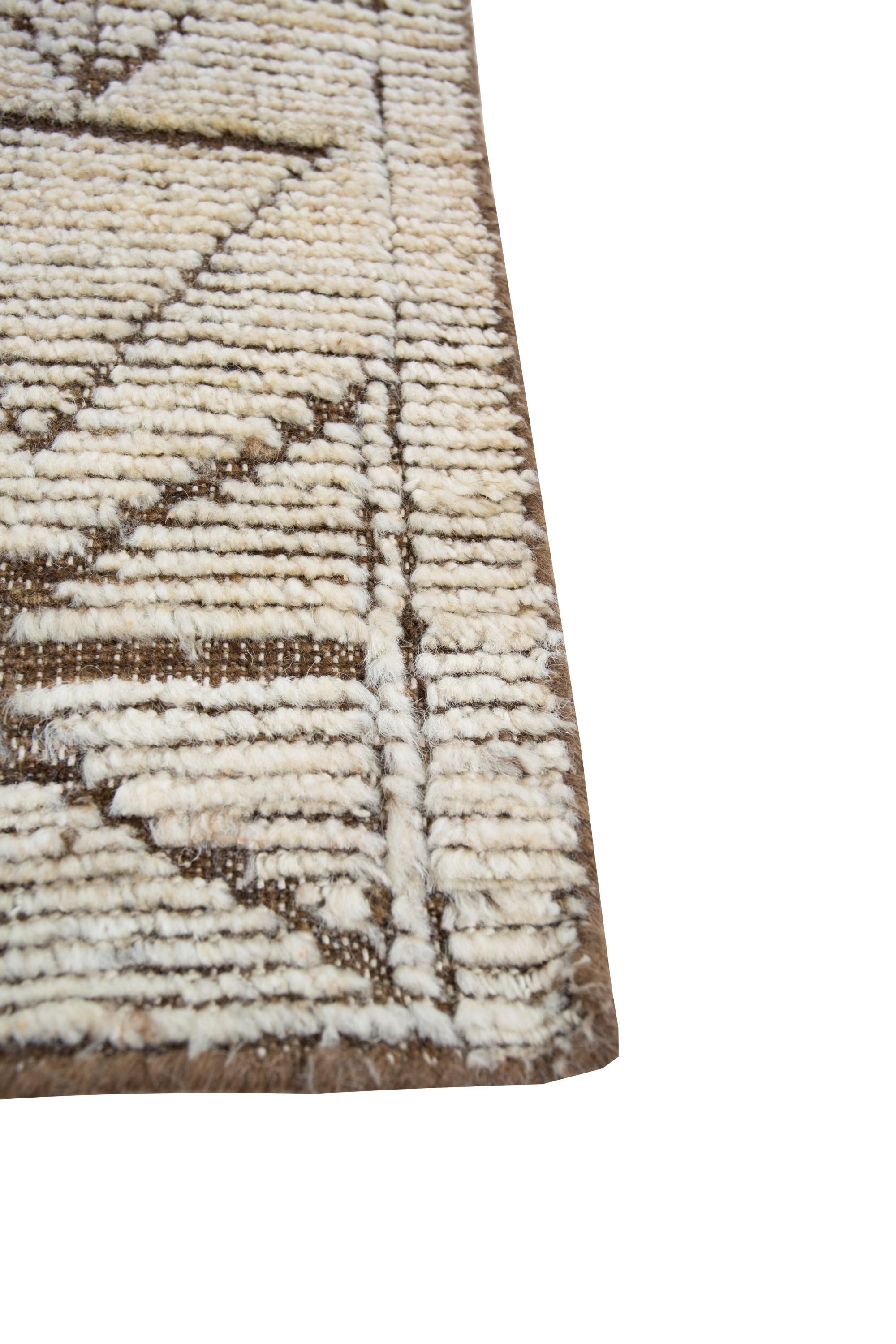 Alfombra anudada a mano Geo-Mosaic Dream Blanco Hielo y Marrón Cacao 274x365 cm Indio en venta